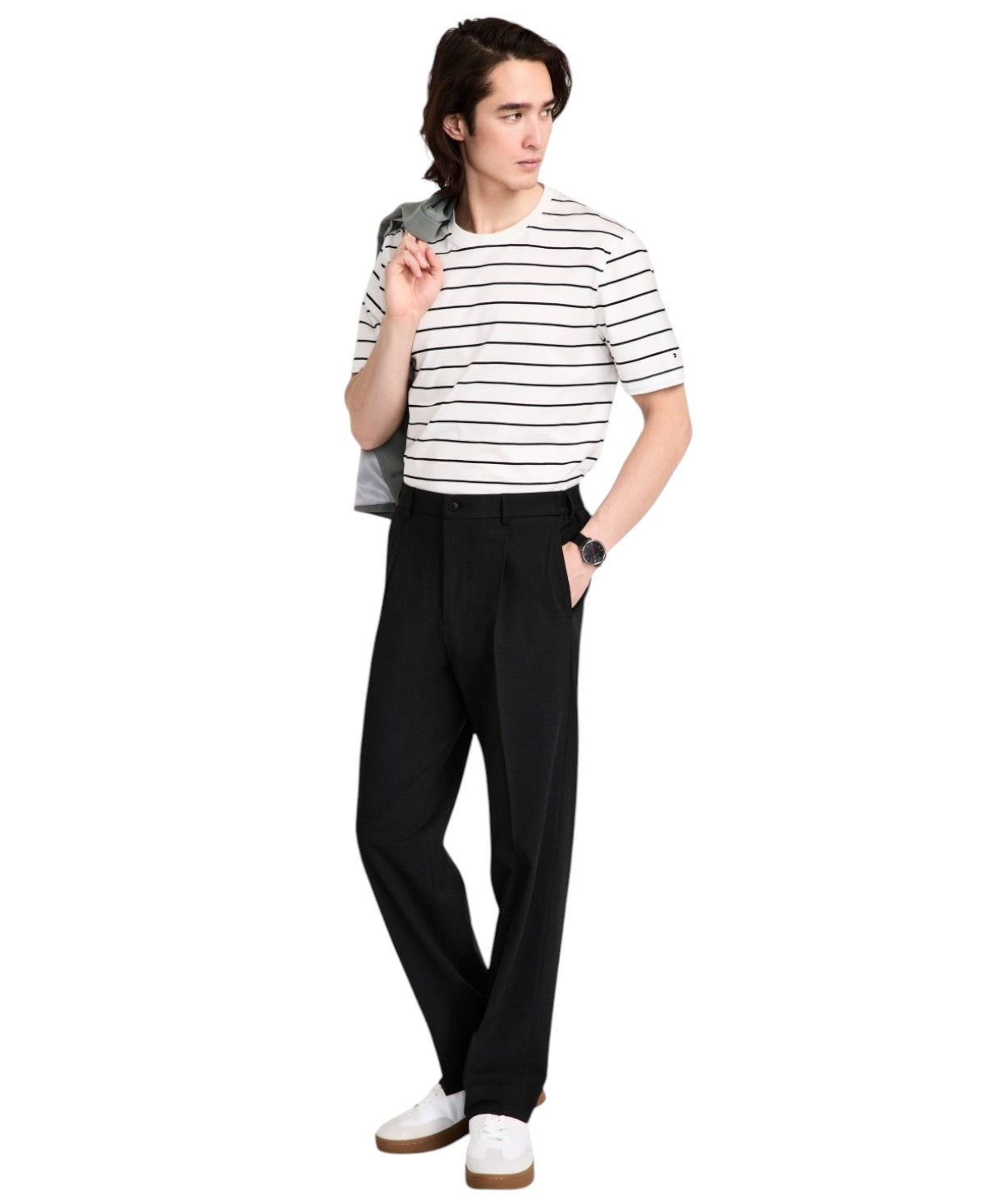 Tommy Hilfiger Mens Relaxed fit Dress Pants 36 / 30 Dark Grey Solid