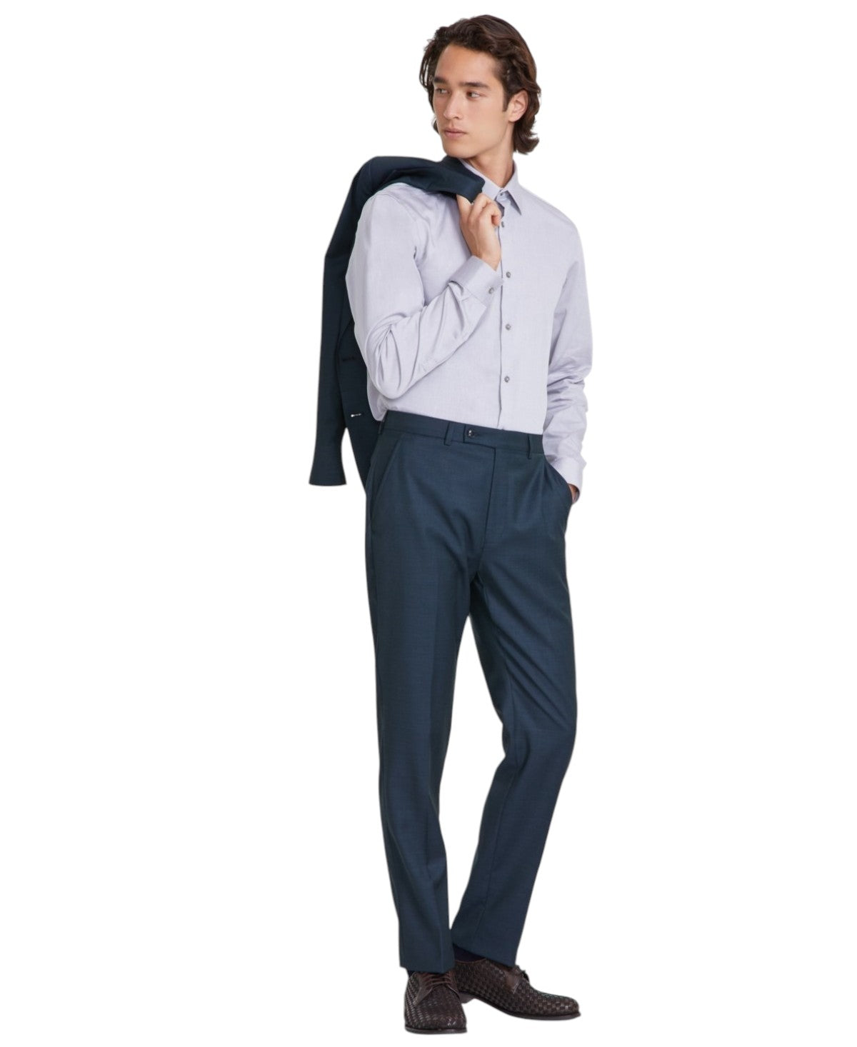 Calvin Klein Mens Slim fit Dress Pants 34 / 30 Green Solid Stretch