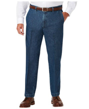 Haggar Mens Classic fit Dress Pants 58 / 32 Denim Blue Solid Stretch