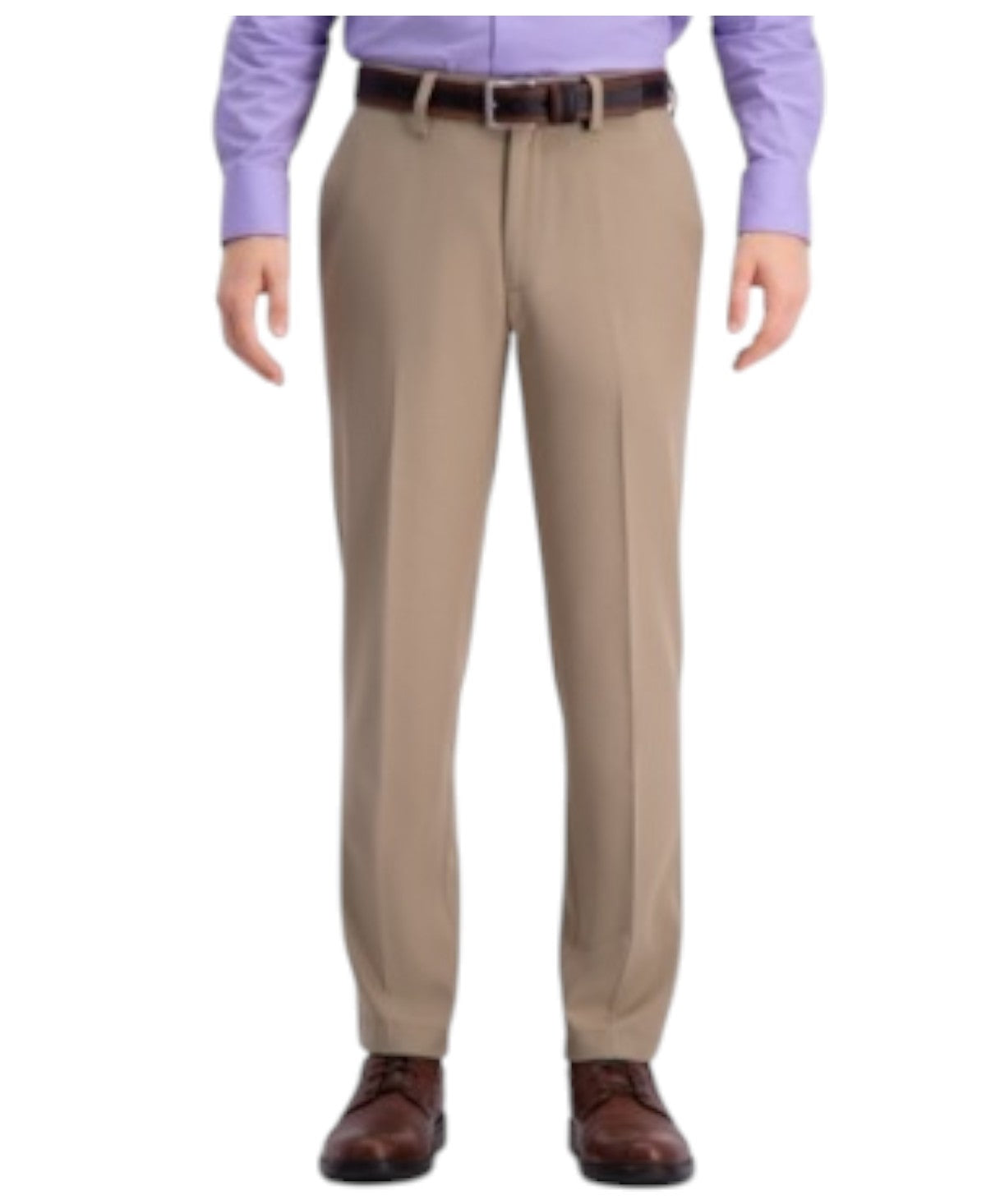 Haggar Mens Slim fit Dress Pants 30 / 30 Beige Solid Stretch