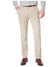 Kenneth Cole Mens Slim fit Chinos Pants 30 / 30 Beige Check Stretch