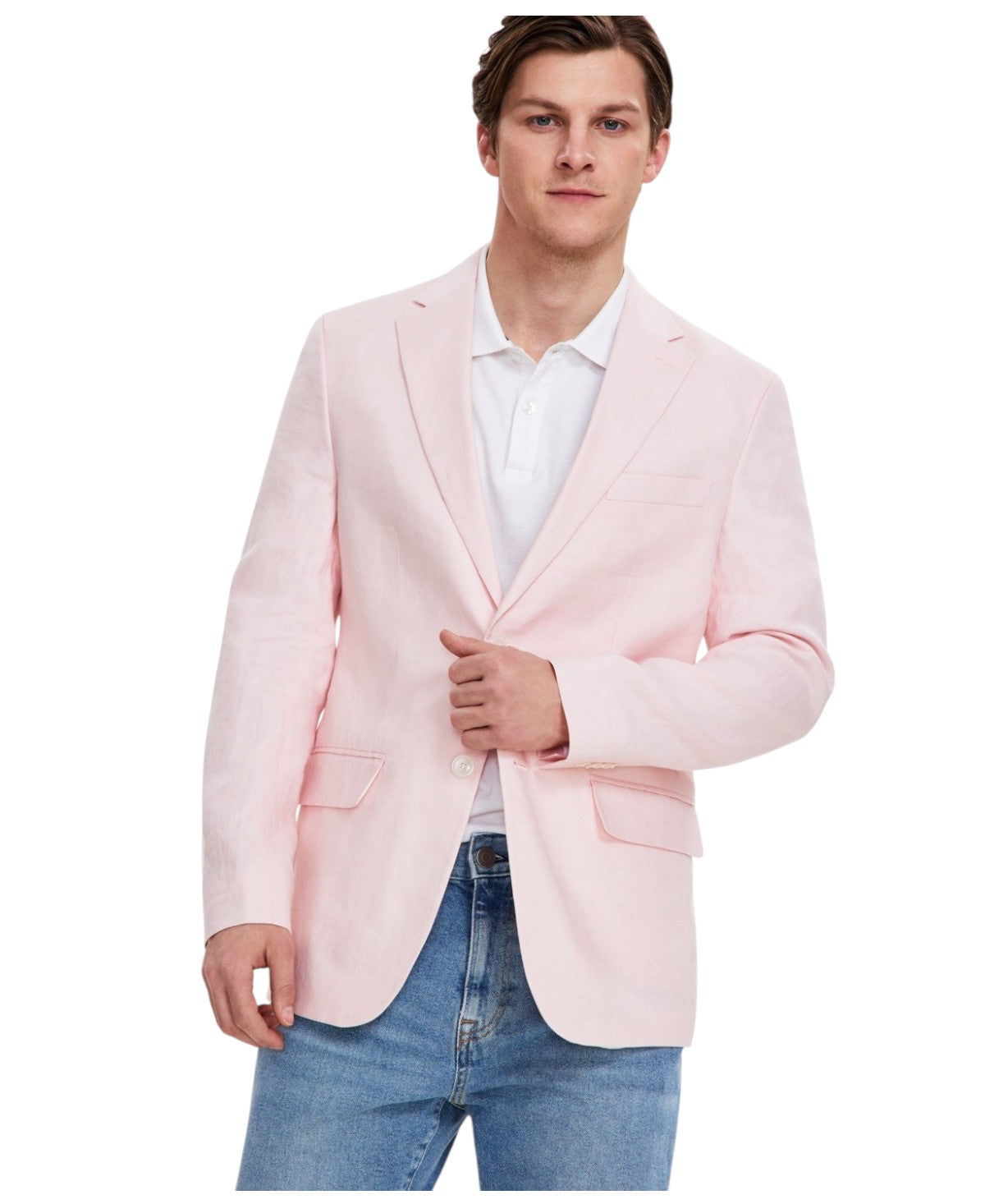 Tommy Hilfiger Mens Modern fit Sport Coat Blazer 44 L Pink Solid Linen
