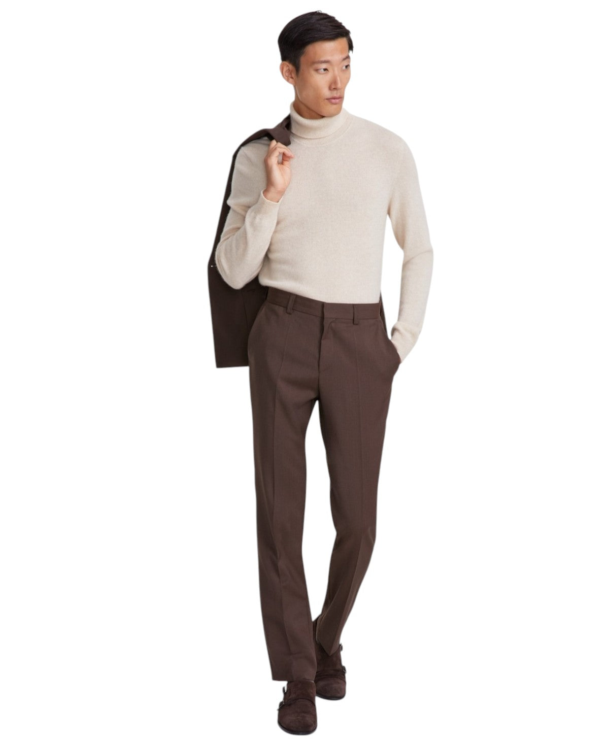 Hugo Boss Mens Modern fit Dress Pants 34 / 32 Brown Solid