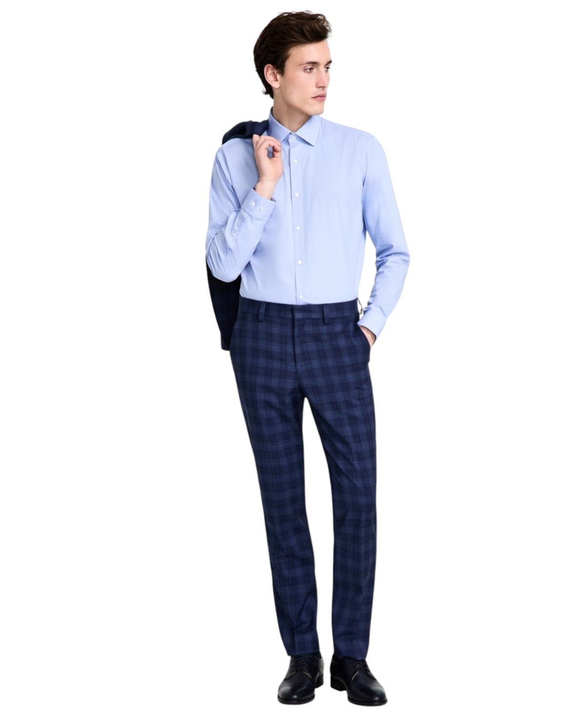 Hugo Boss Mens Modern fit Dress Pants 40 / 32 Navy Blue Plaid Wool