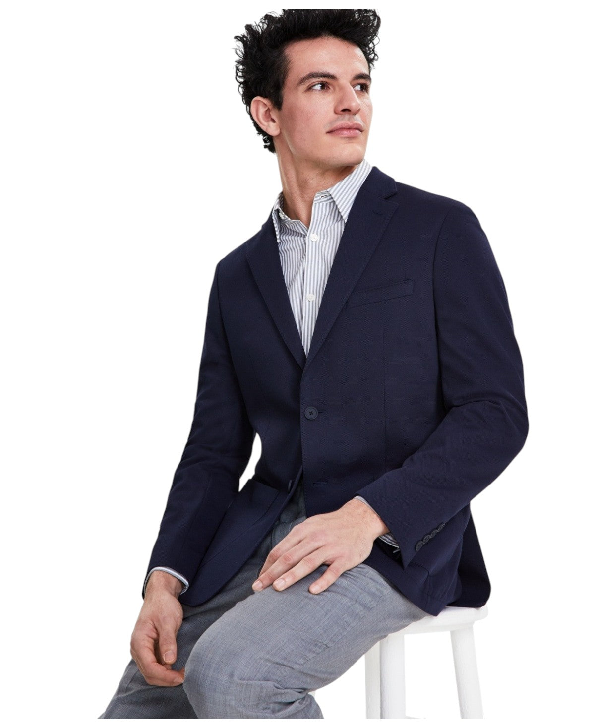 Calvin Klein Mens Slim fit Sport Coat Blazer 38 L Blue Solid