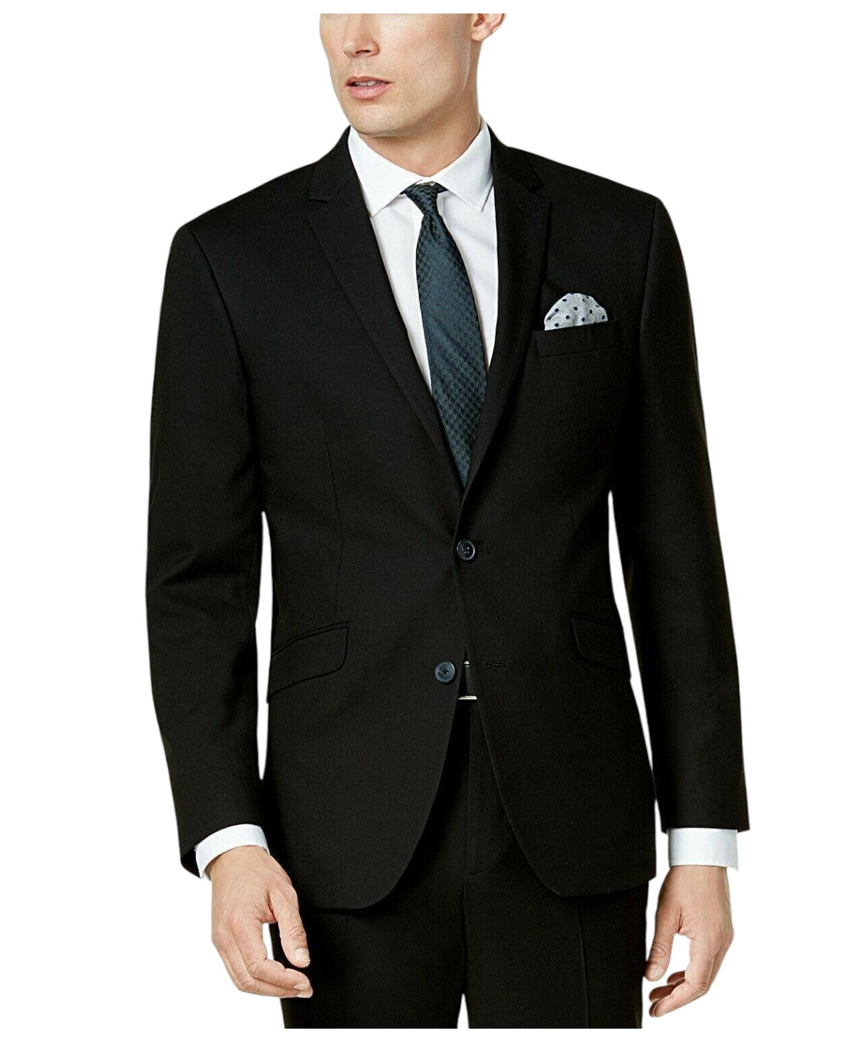 Kenneth Cole Mens Slim fit Suit Jacket Blazer 44 R Black Solid Stretch