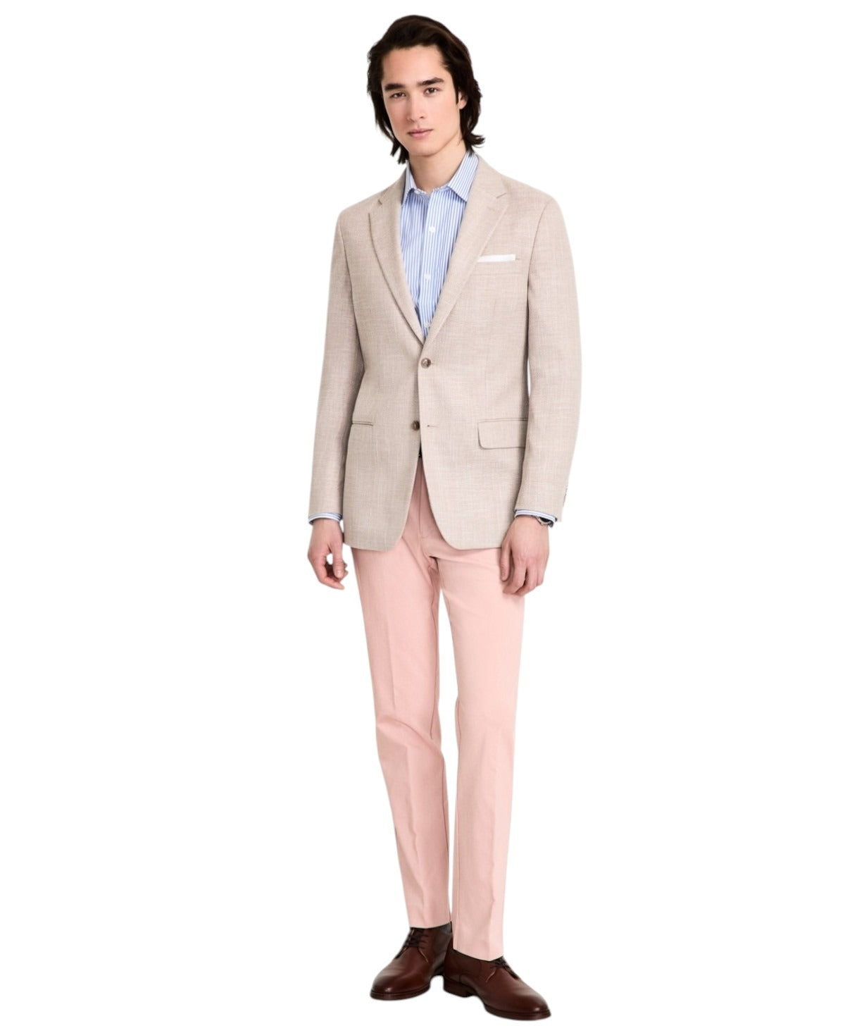 Tommy Hilfiger Mens Modern fit Suit Jacket Blazer 44 L Beige Solid Stretch