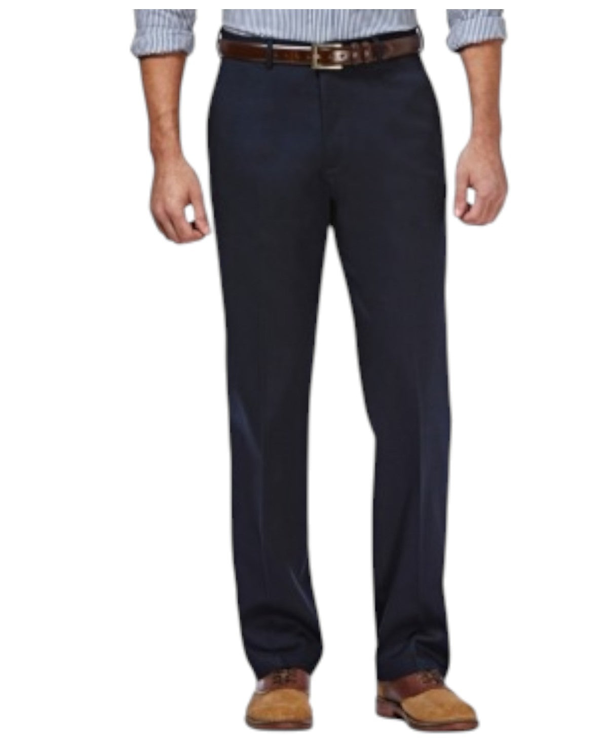 Haggar Mens Classic fit Cotton Dress Pants 34 / 30 Navy  Blue Solid