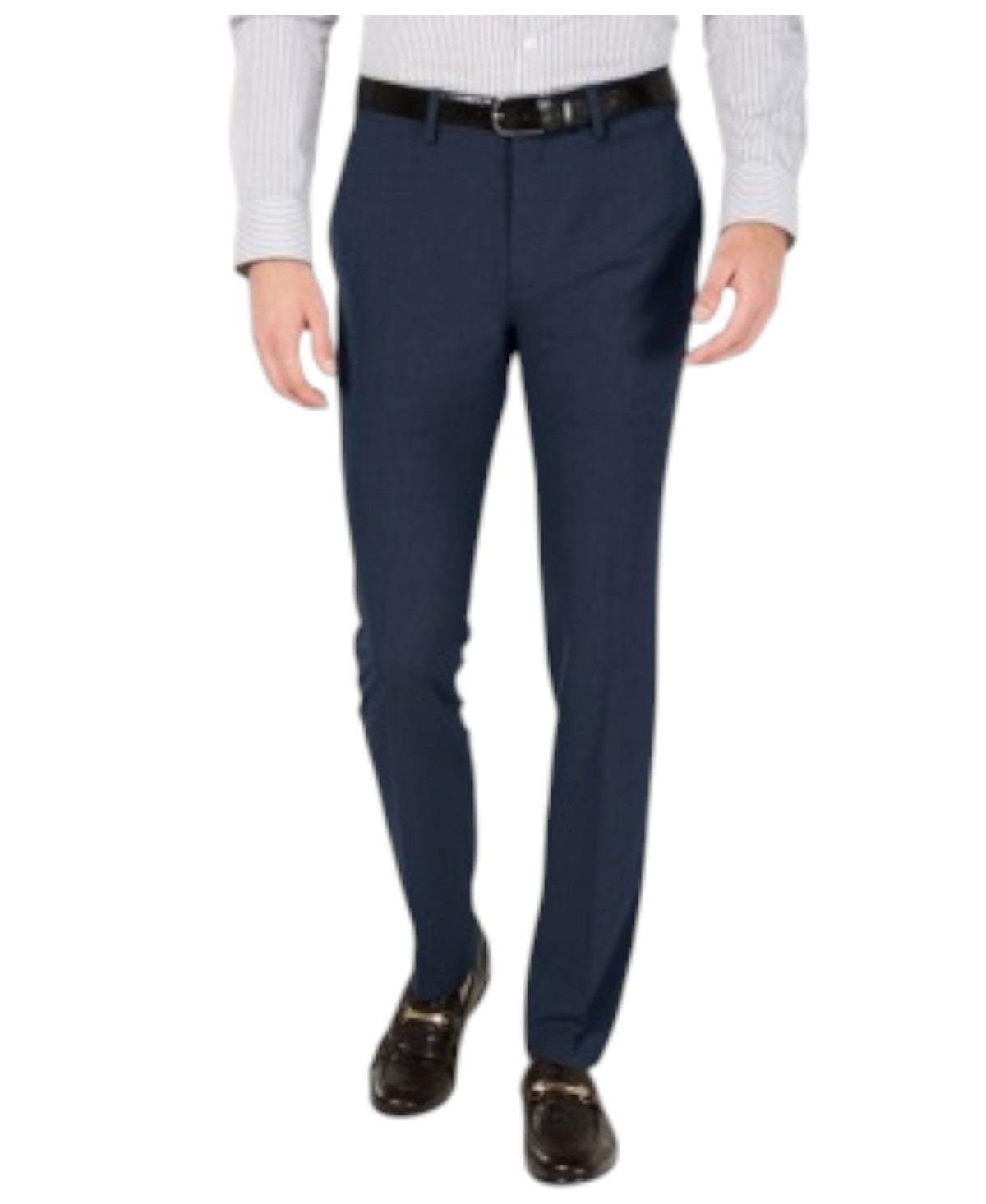 Kenneth Cole Mens Skinny fit Dress Pants 33 / 32 Navy Blue Solid Stretch