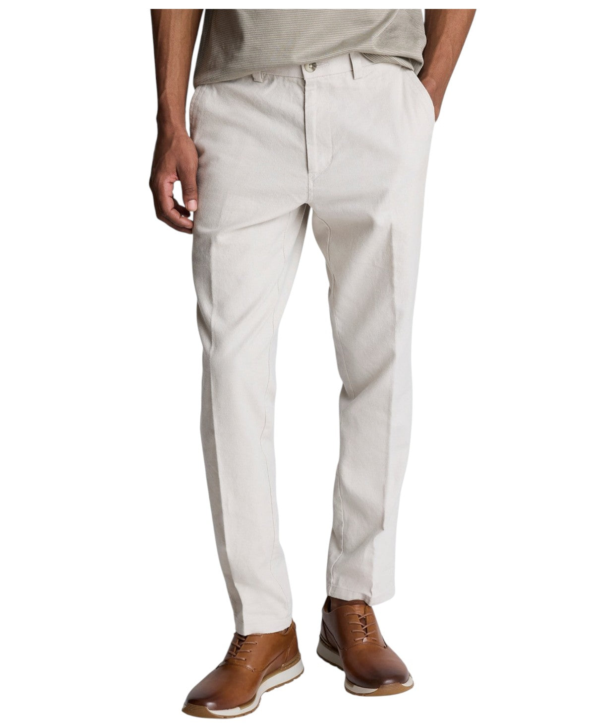 Kenneth Cole Mens Slim fit Dress Pants 32 / 34 Beige Solid