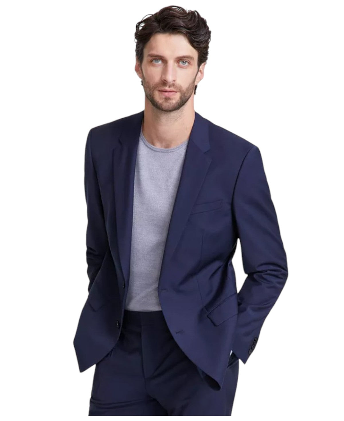 Hugo Boss Mens Slim fit Suit Jacket Blazer 42 L Blue Solid Stretch