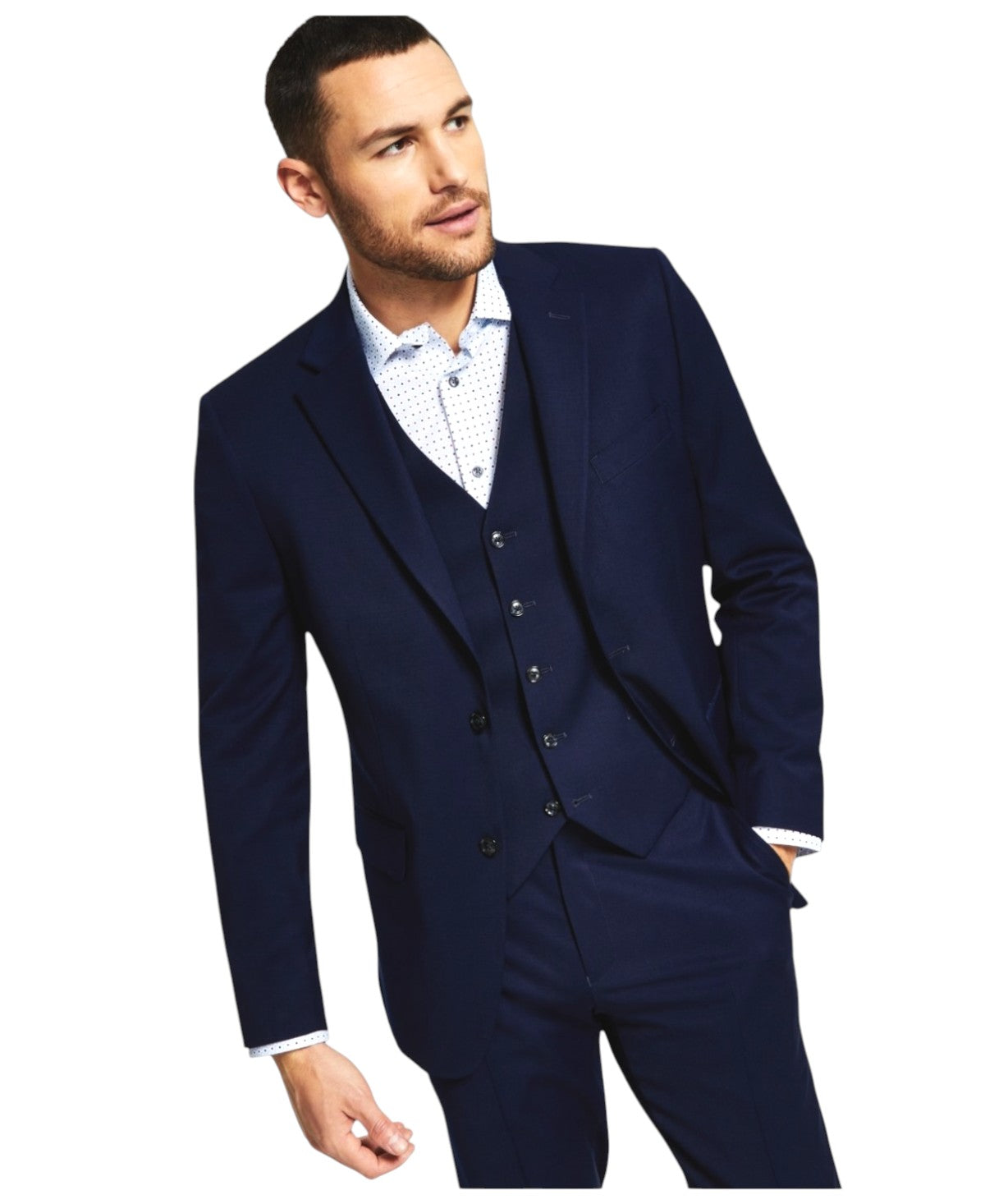 Tommy Hilfiger Mens Classic fit Suit Jacket Blazer 46 L Blue Solid Stretch