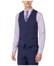 Alfani Mens Slim fit Button-Up Vest Medium Navy Blue Solid Stretch