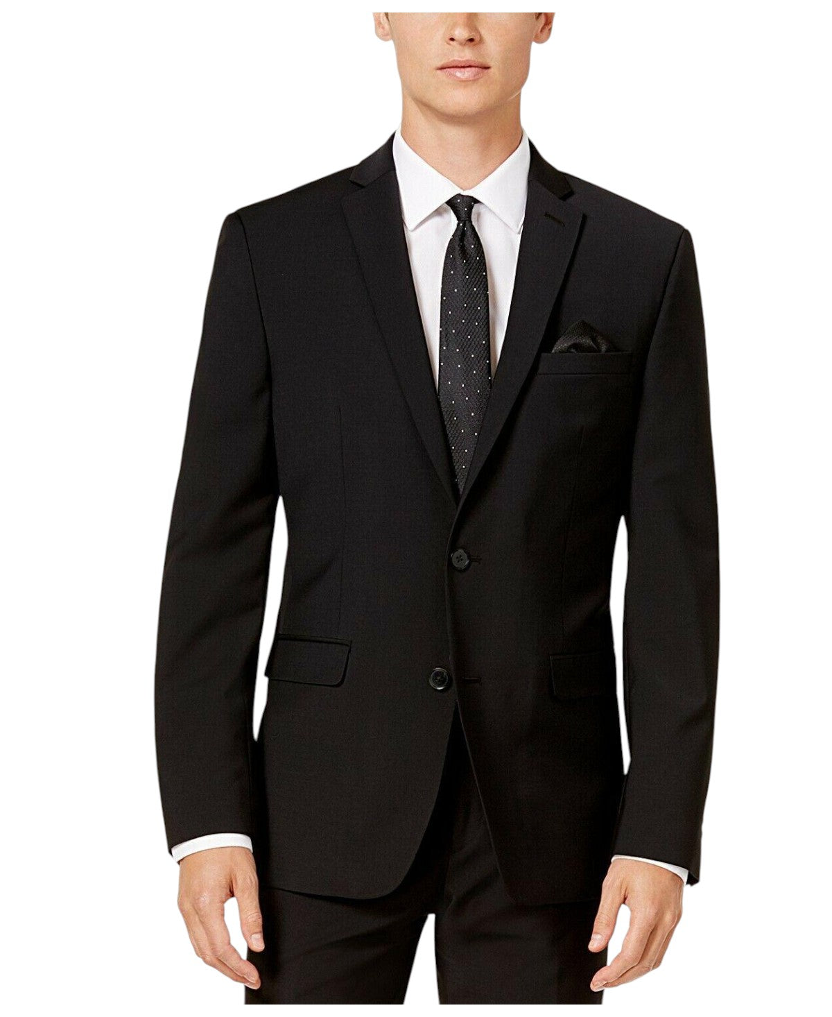 Bar Iii Mens Slim fit Suit Jacket Blazer 44 R Black Solid