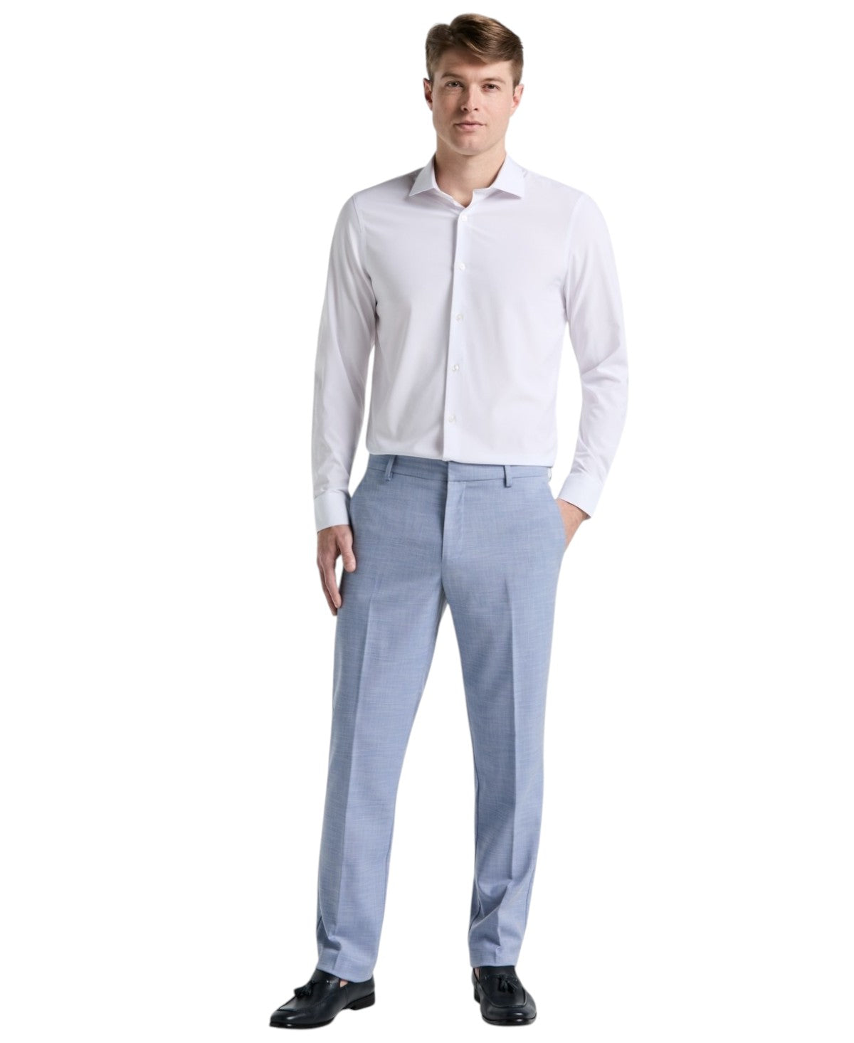 Perry Ellis Mens Modern fit Dress Pants 34 / 29 Light Blue Solid