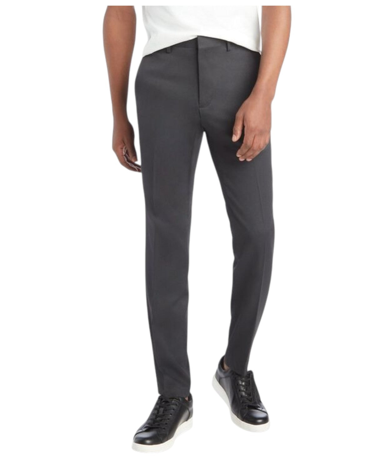 Kenneth Cole Mens Slim fit Dress Pants 32 / 32 Charcoal Grey Solid Stretch