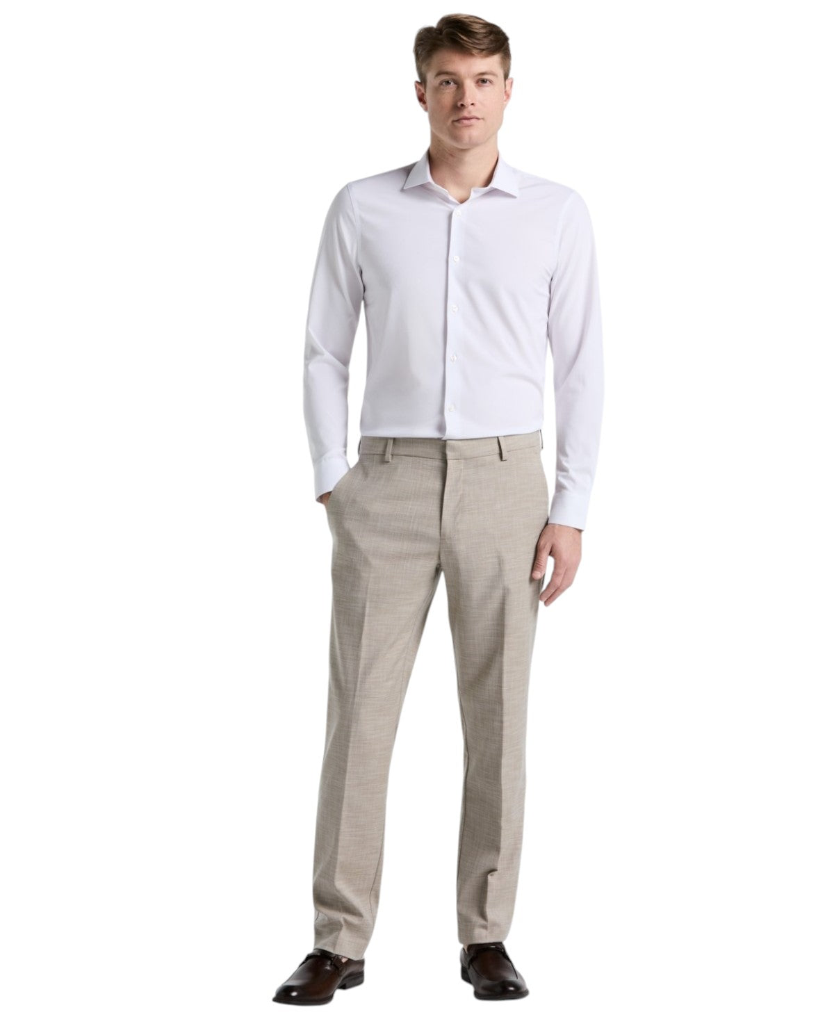 Perry Ellis Mens Modern fit Dress Pants 32 / 32 Beige Solid