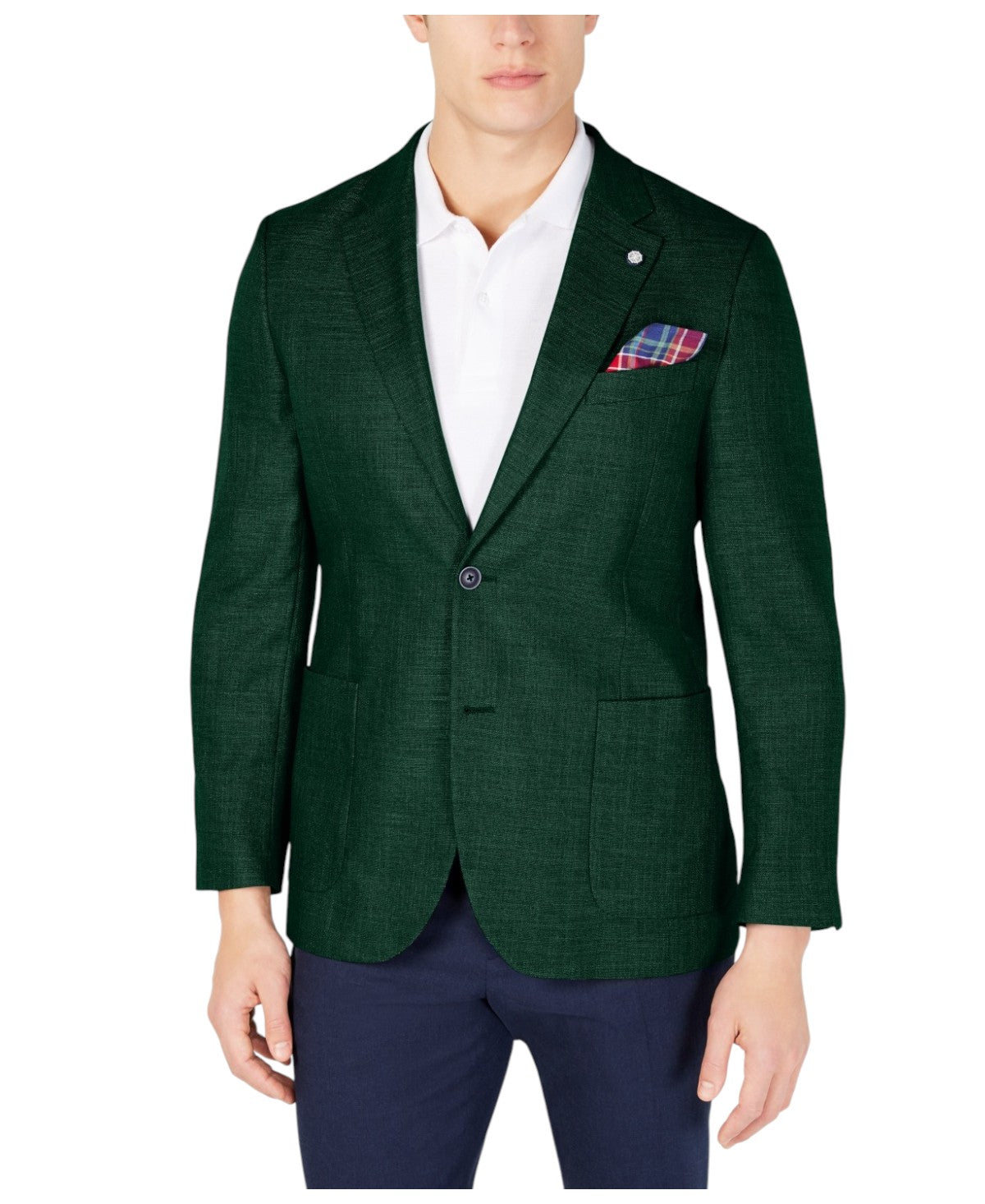 Nautica Mens Modern fit Sport Coat Blazer 46 L Emerald Green Solid Stretch