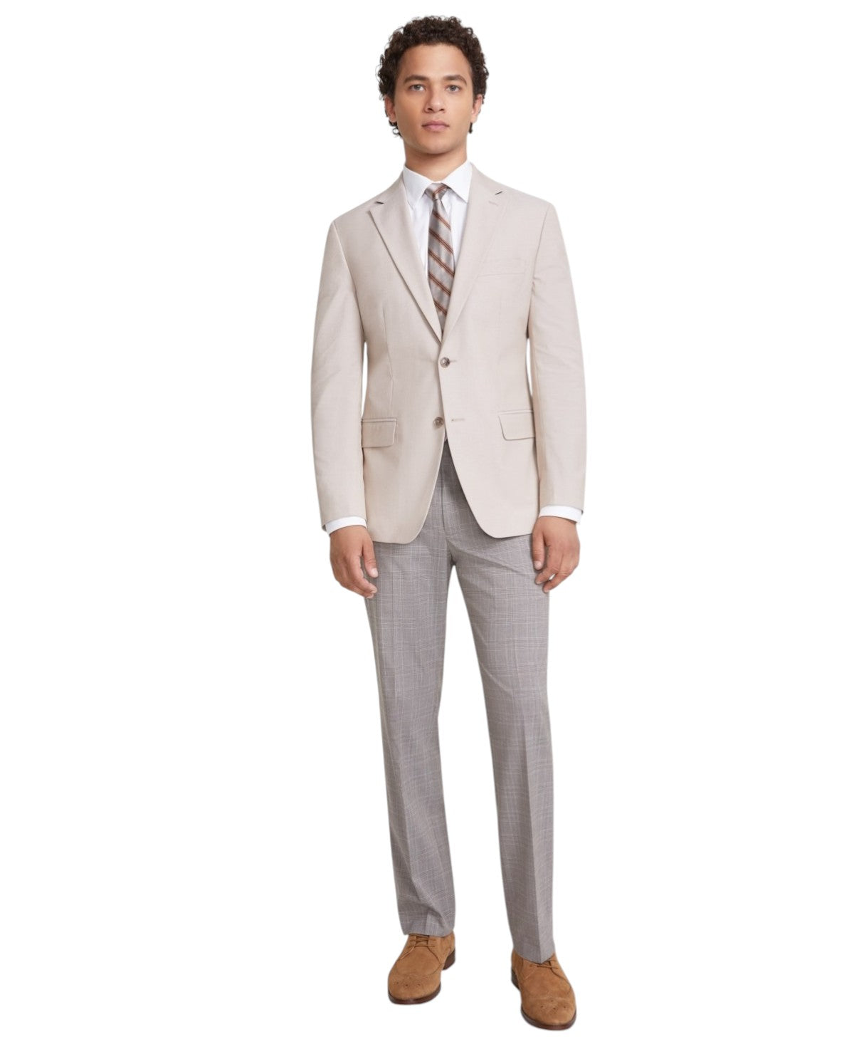 Tommy Hilfiger Mens Modern fit Sport Coat Blazer 44 L Beige Solid Stretch