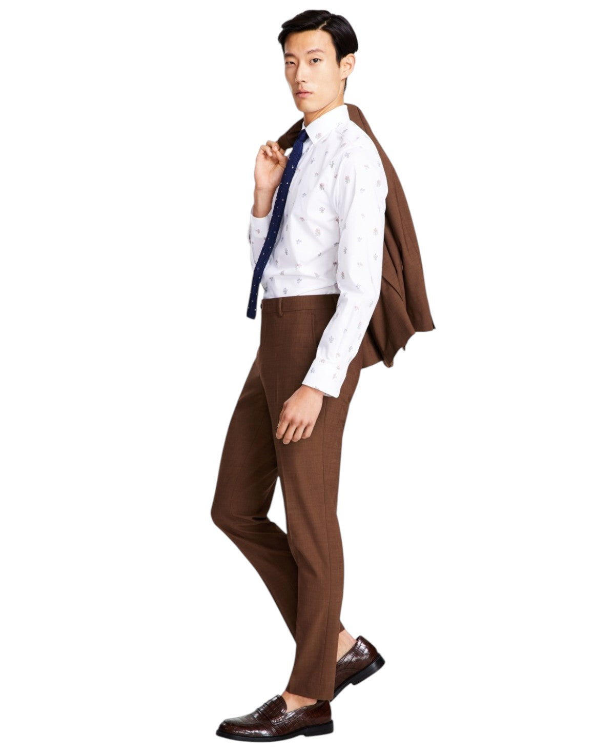 Bar Iii Mens Slim fit Dress Pants 36 / 30 Brown Solid Stretch