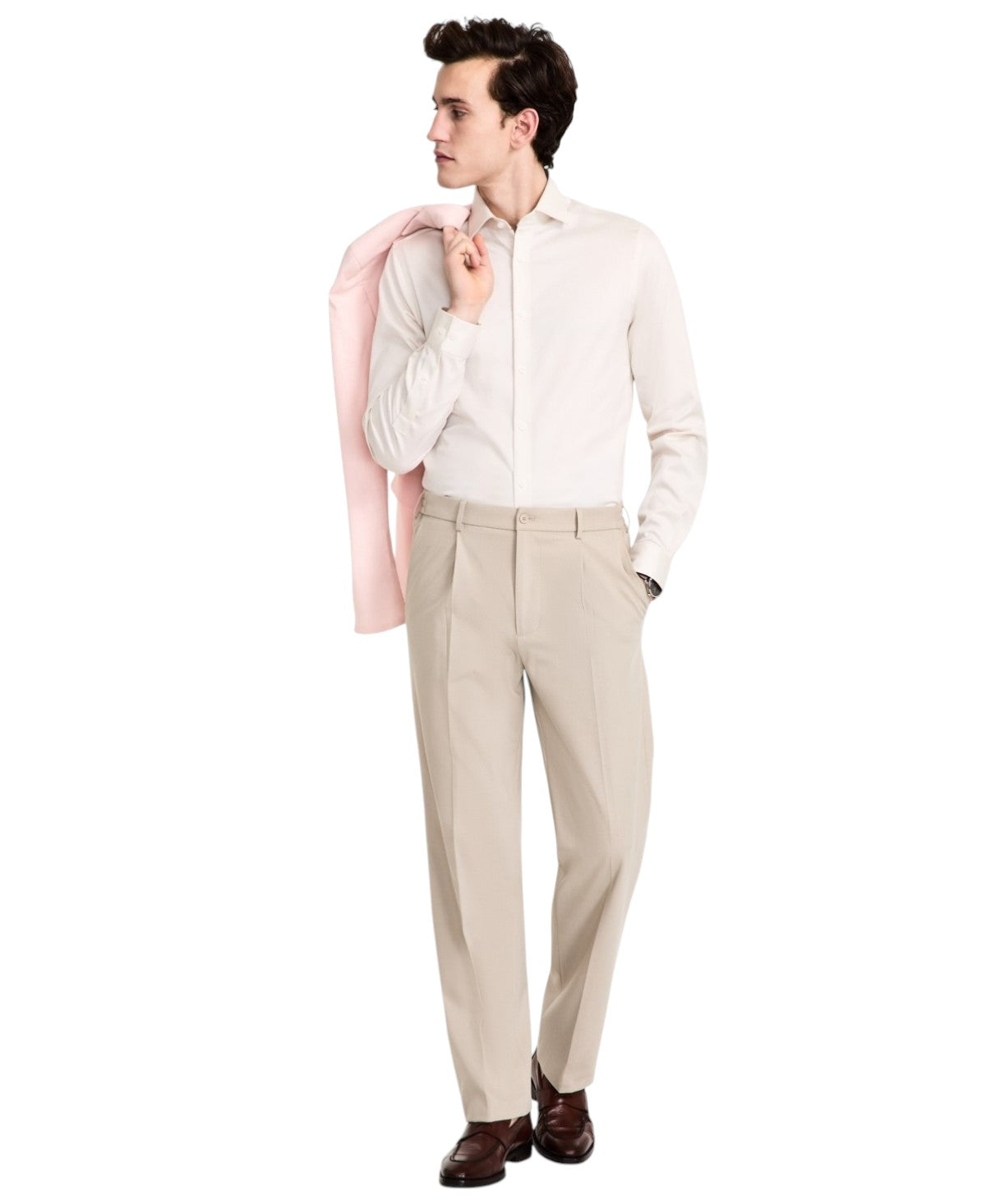 Tommy Hilfiger Mens Modern fit Dress Pants 32 / 34 Beige Solid