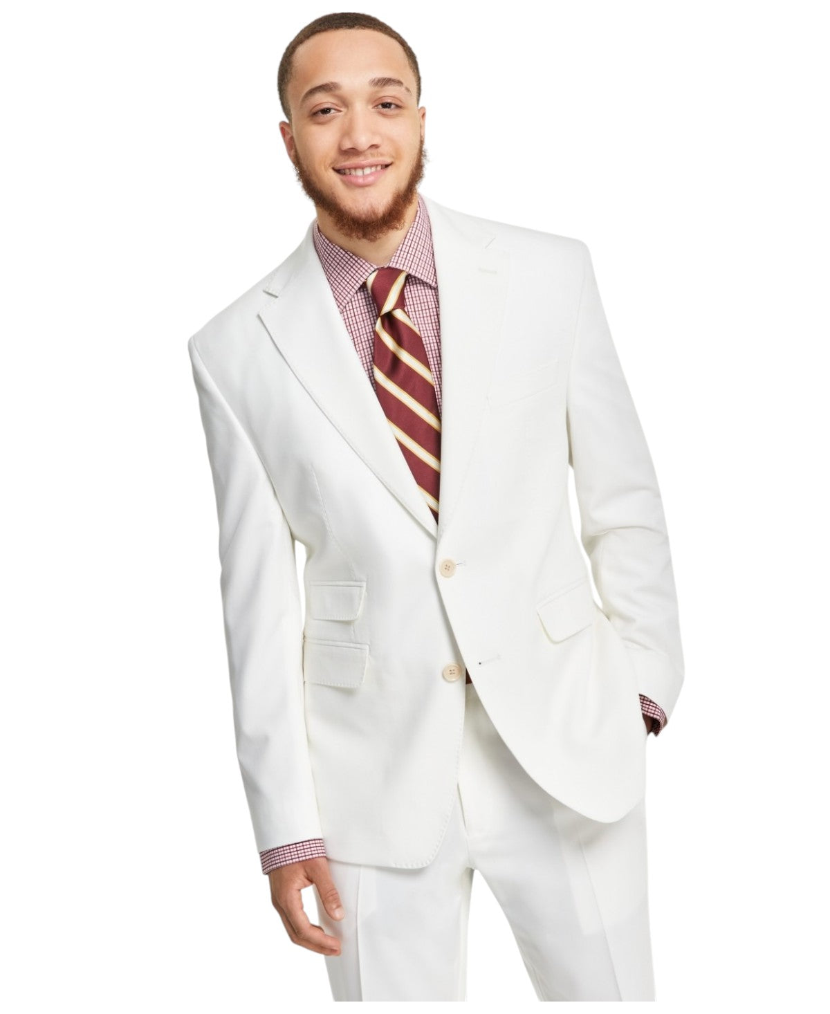 Tayion Mens Classic fit Suit Jacket Blazer 42 S White Solid