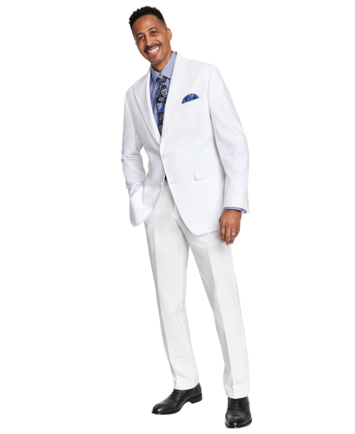 Tayion Mens Classic fit Sport Coat Blazer 44 L White Solid