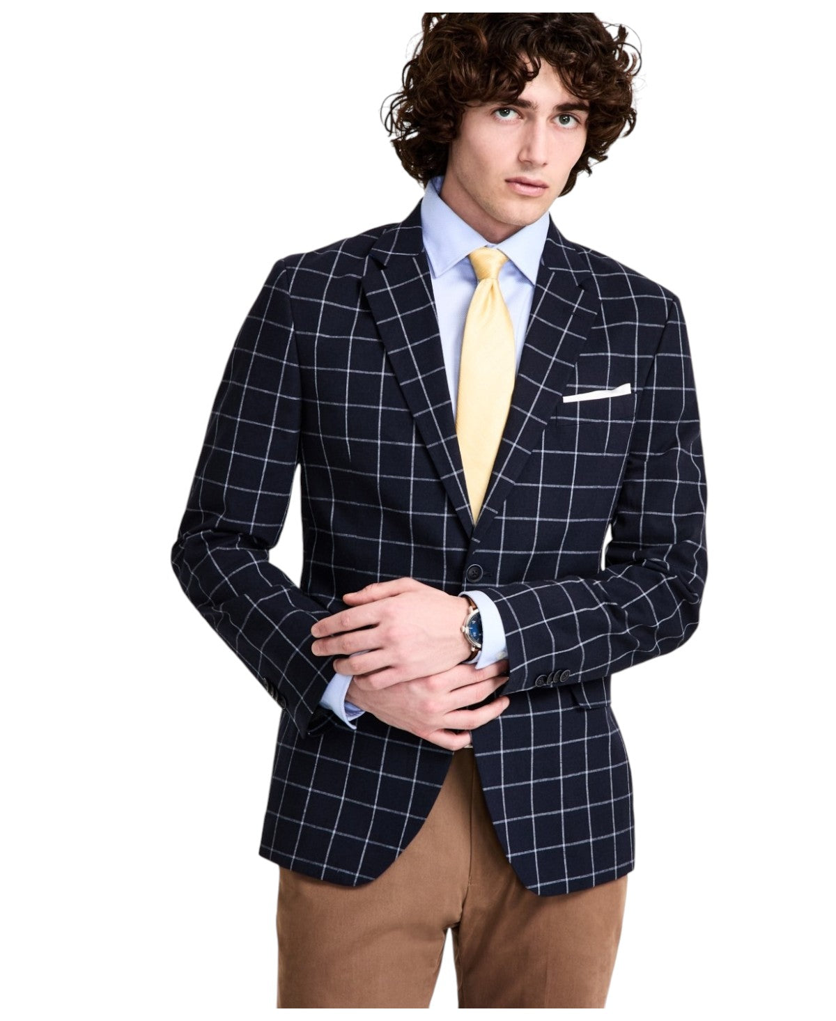 Nautica Mens Modern fit Sport Coat Blazer 42 L Blue Multi Check