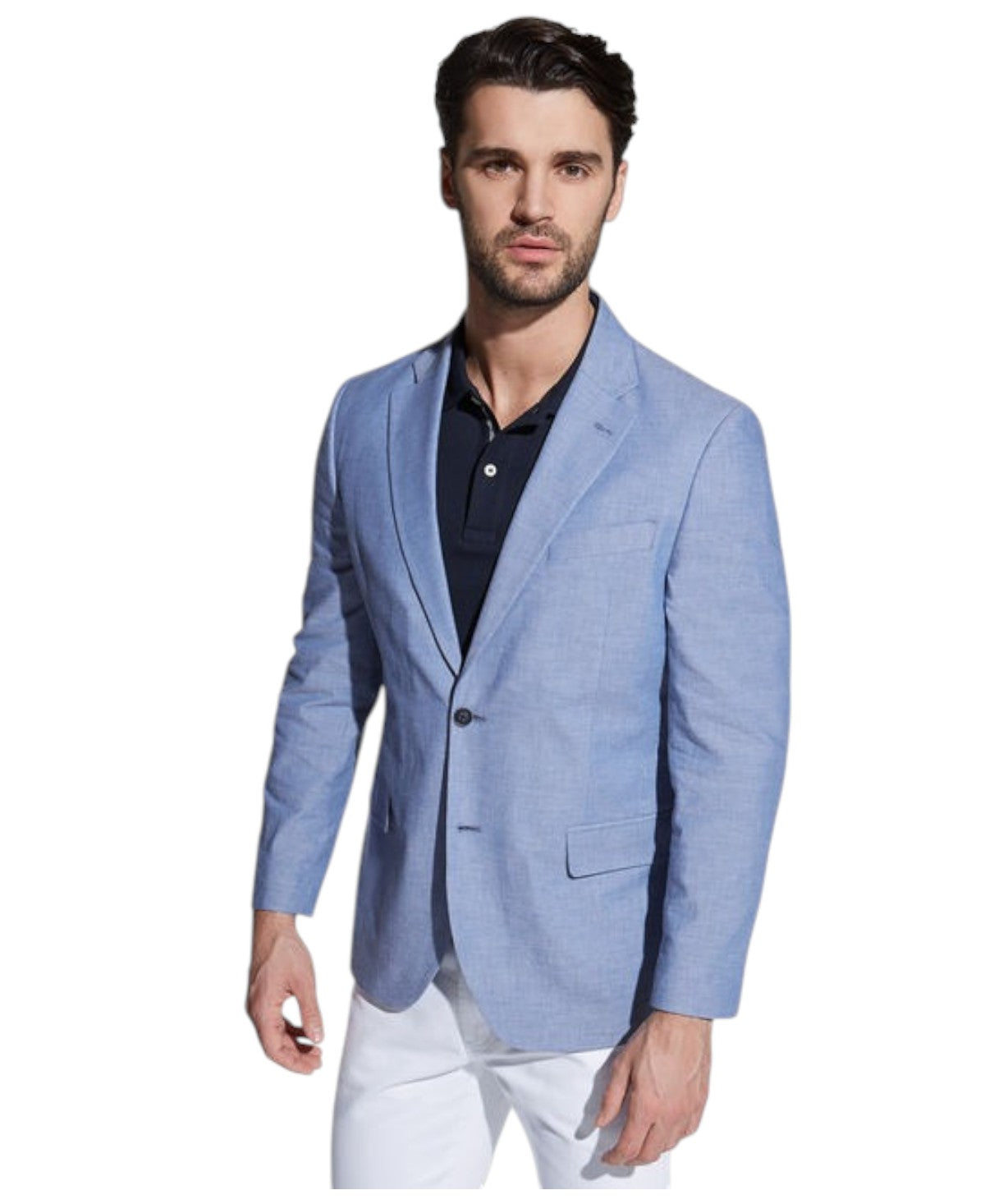 Nautica Mens Modern fit Sport Coat Blazer 38 R Light Blue Solid Stretch