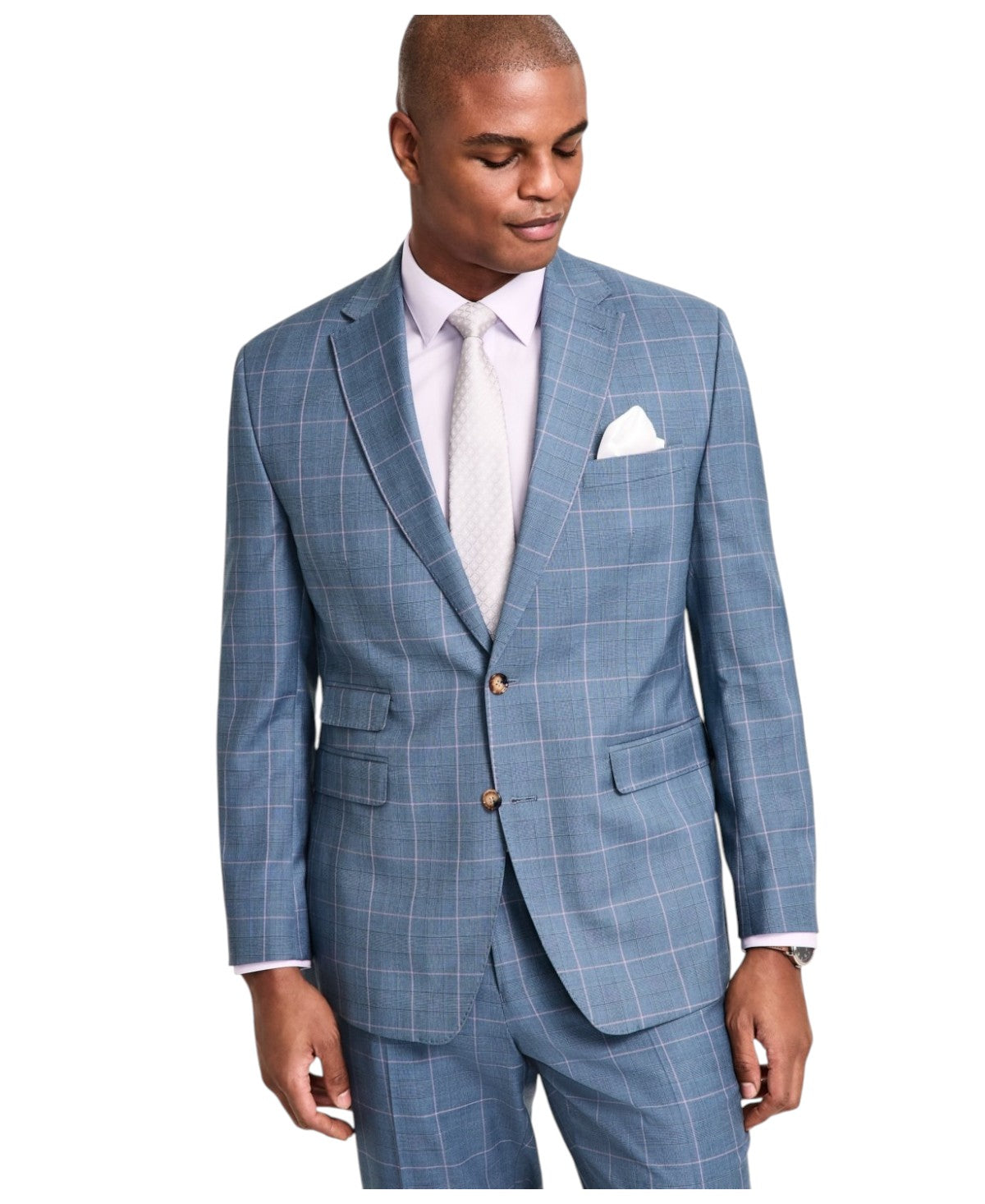 Tayion Mens Classic fit Suit Jacket Blazer 38 R Blue Plaid