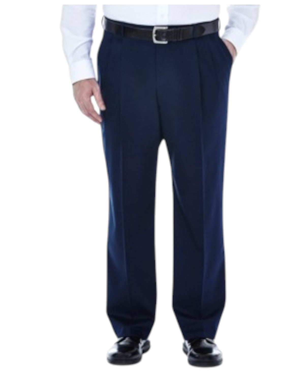 Haggar Mens Classic fit Dress Pants 44 / 30 Navy Blue Solid Stretch