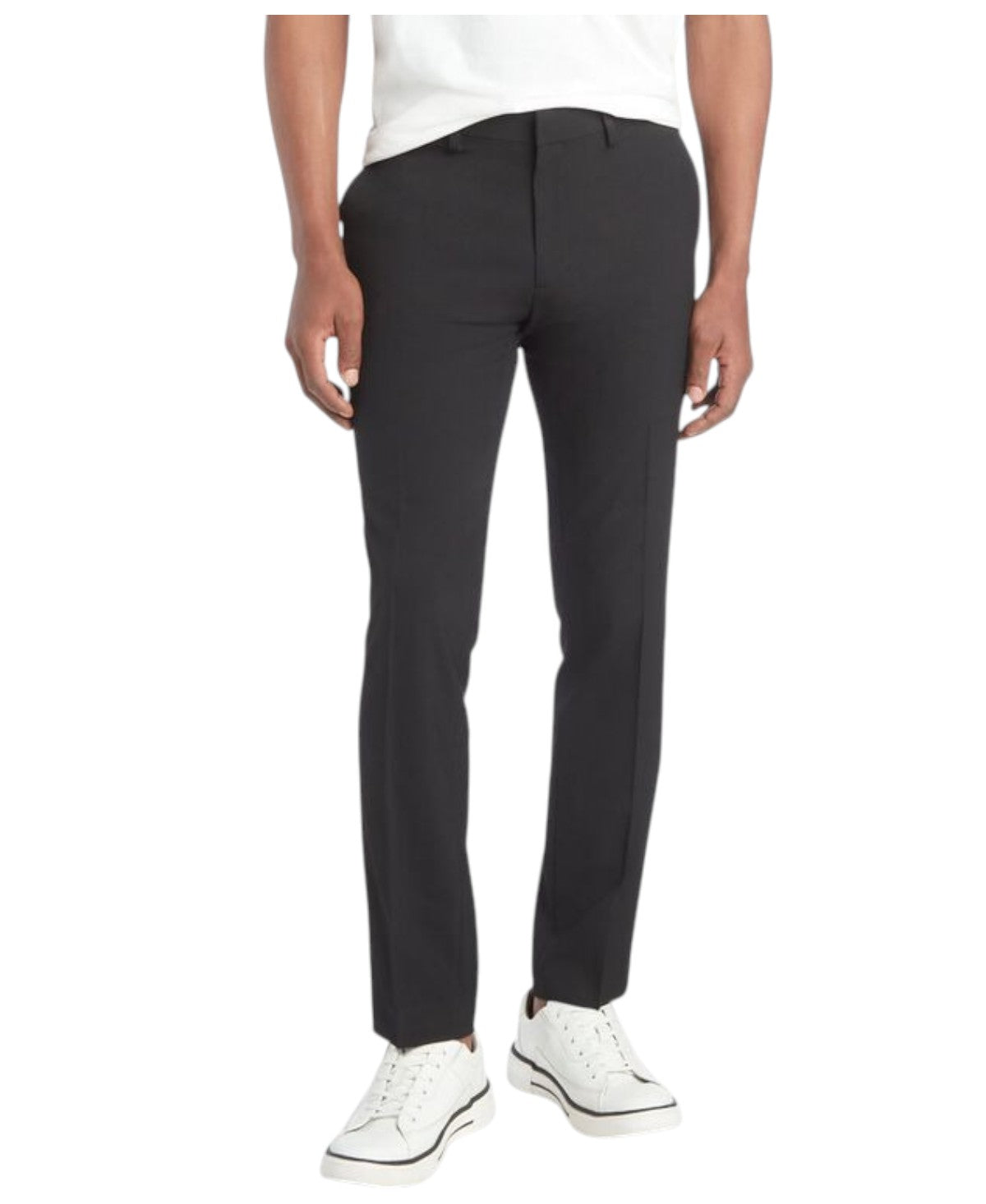 Kenneth Cole Mens Skinny fit Dress Pants 34 / 32 Black Solid Stretch