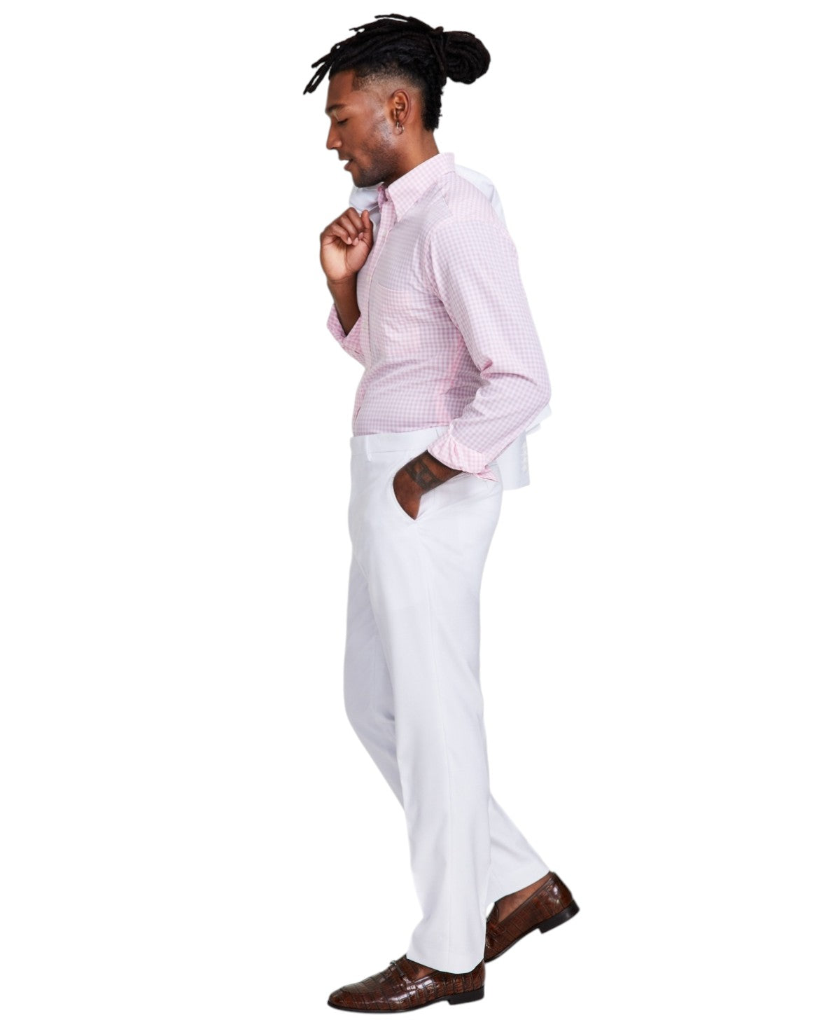 Tayion Mens Classic fit Dress Pants 46 / 32 White Solid