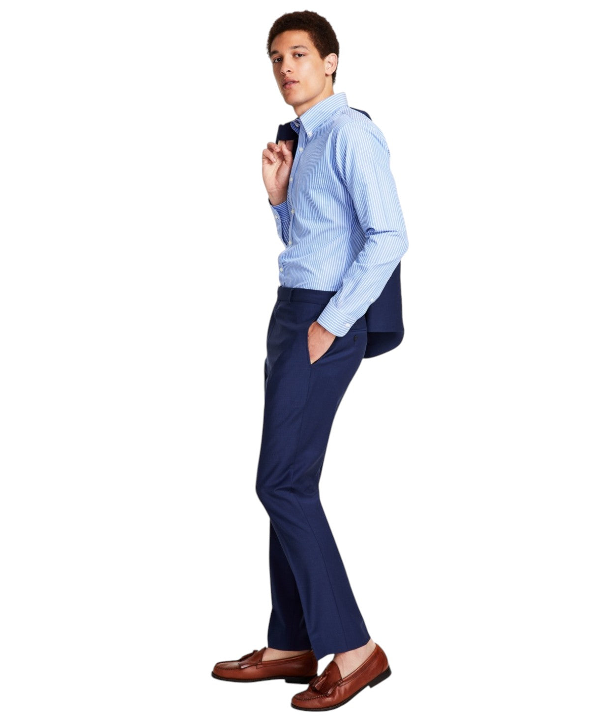Brooks Brothers Mens Classic fit Dress Pants 36 / 34 Navy Blue Solid Stretch