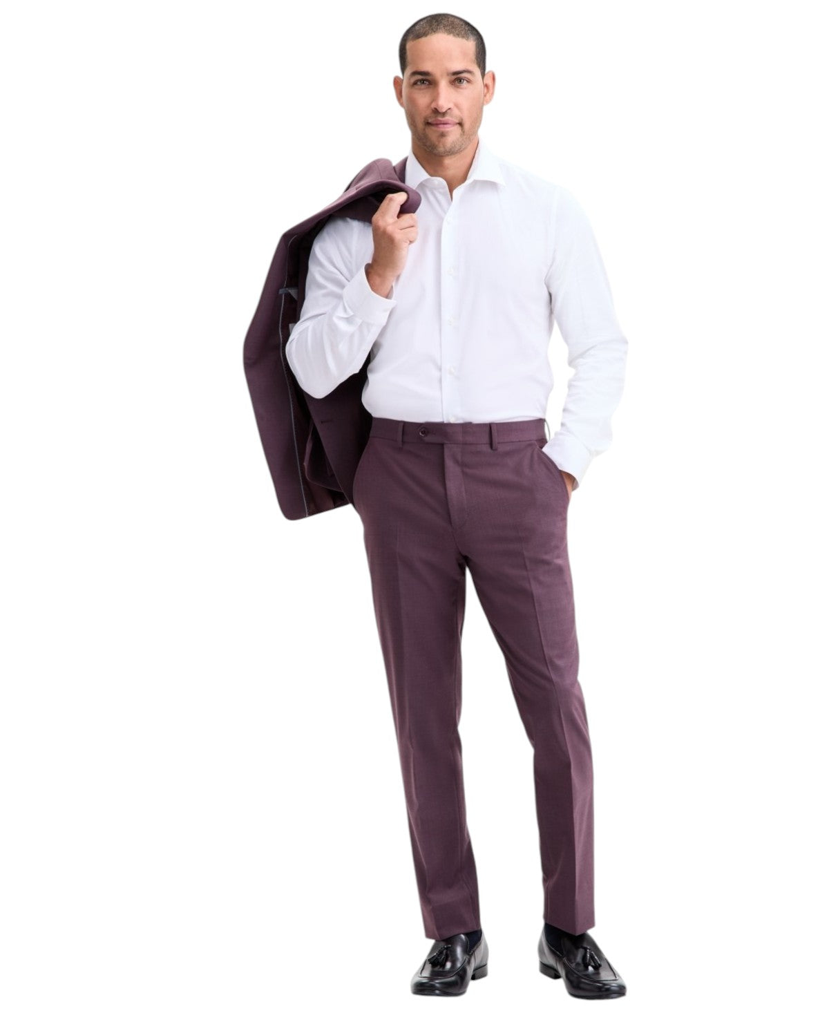 Bar Iii Mens Slim fit Dress Pants 34 / 30 Purple Solid
