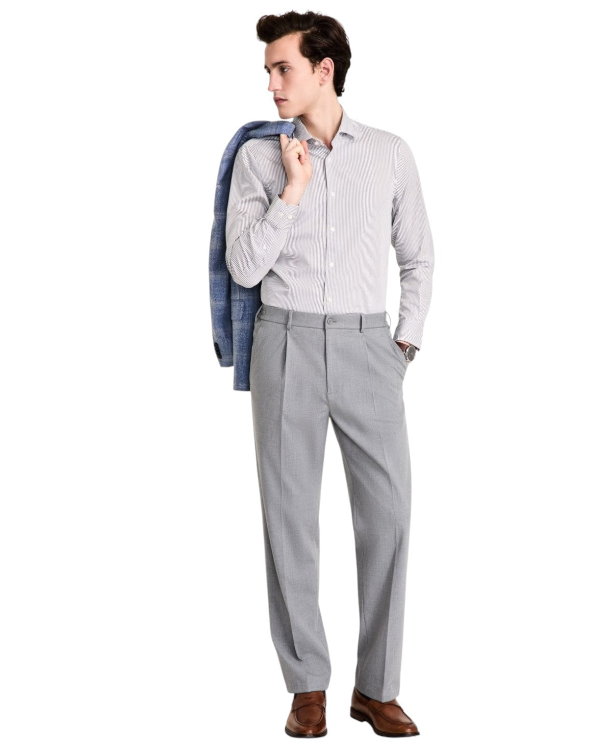 Tommy Hilfiger Mens Relaxed fit Dress Pants 36 / 30 Grey Solid