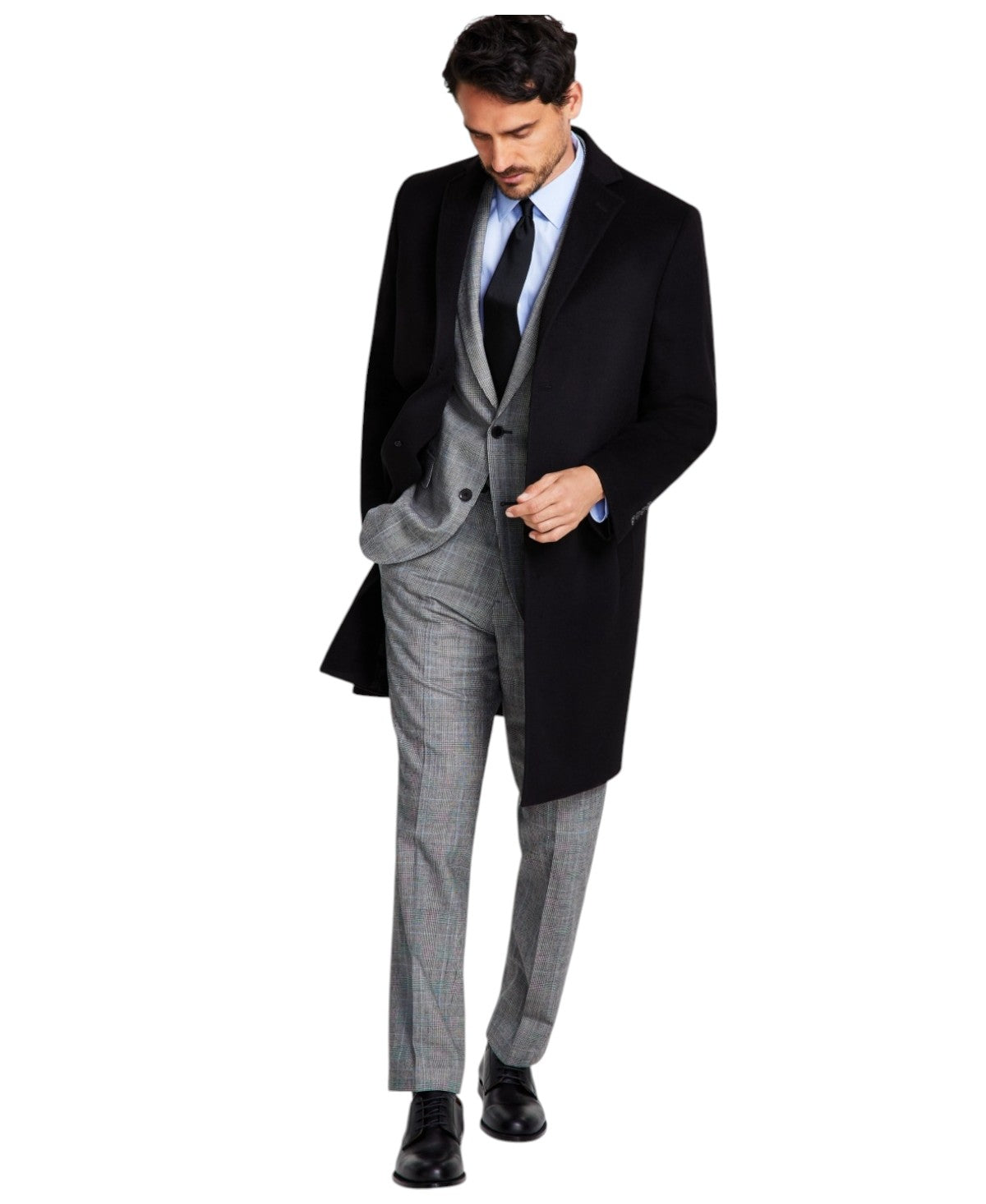 Brooks Brothers Mens Classic fit Overcoat Coat 50 L Black Solid