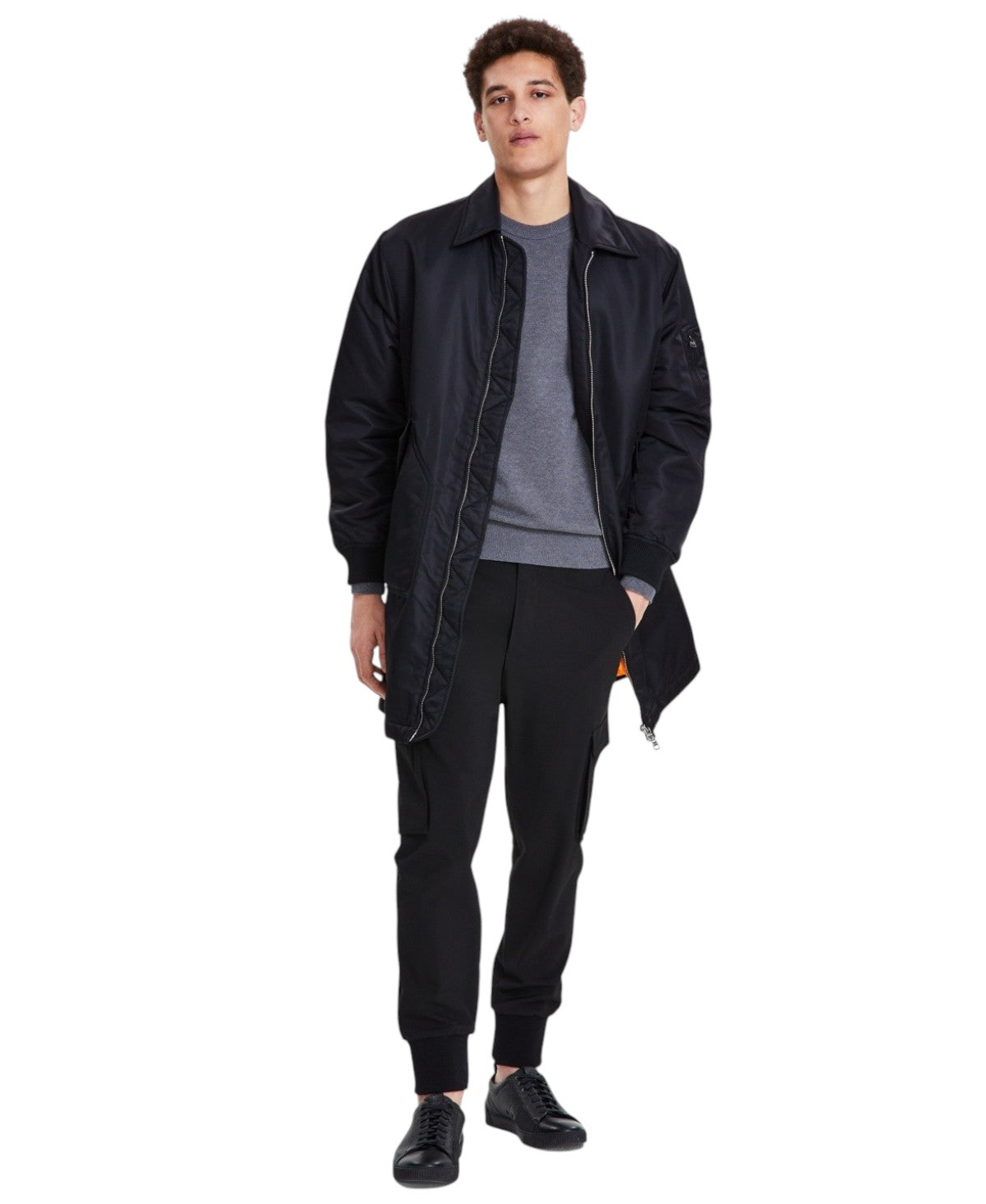 Hugo by Hugo Boss Men's Modern-Fit Puffer Overcoat Coat Large Black