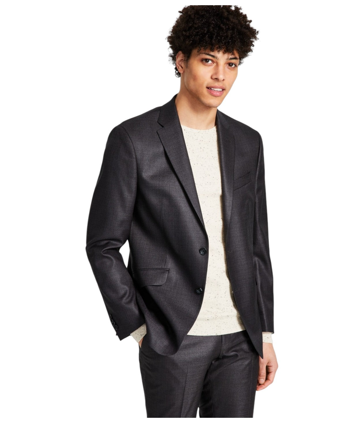 Kenneth Cole Mens Slim fit Suit Jacket Blazer 34 S Charcoal Grey Solid Stretch