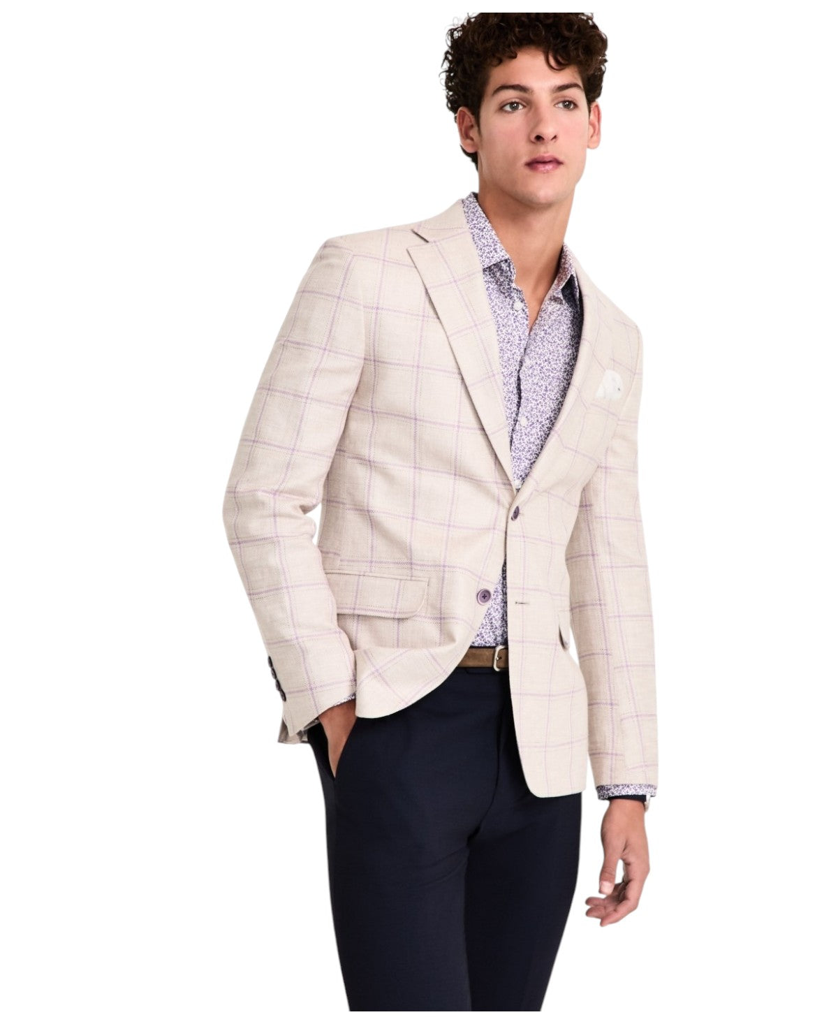 Tallia Mens Slim fit Sport Coat Blazer 40 R Beige Solid