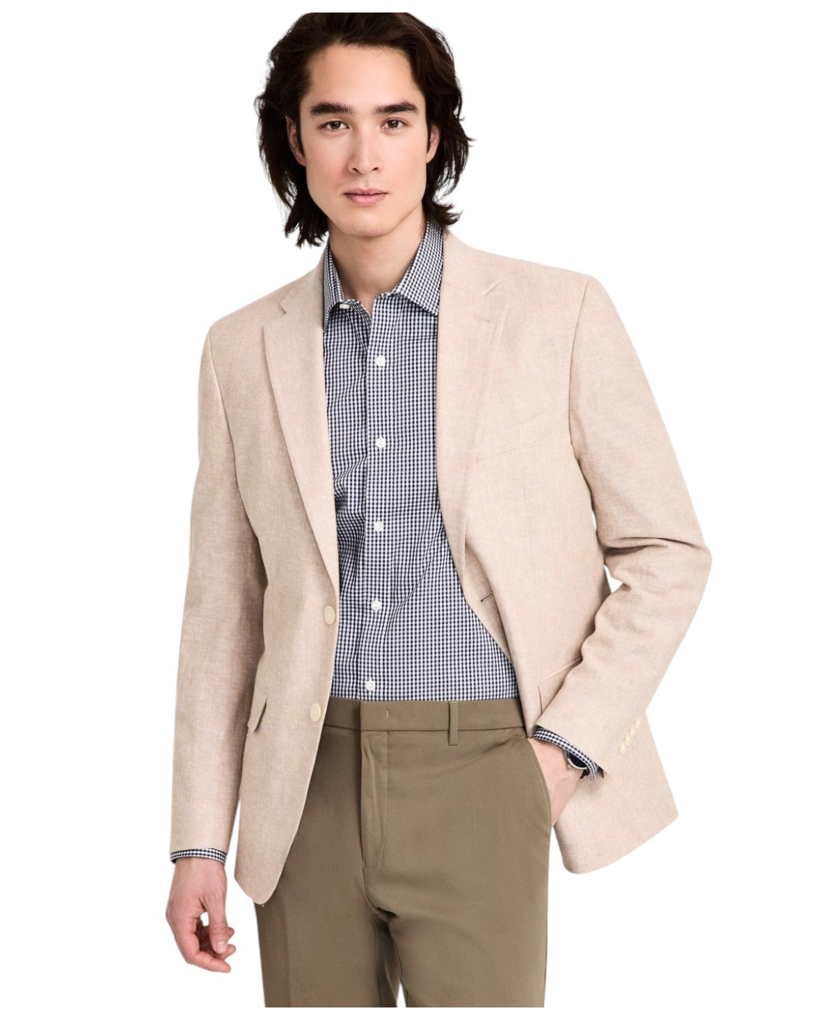 Tommy Hilfiger Mens Modern fit Sport Coat Blazer 36 S Beige Solid Stretch