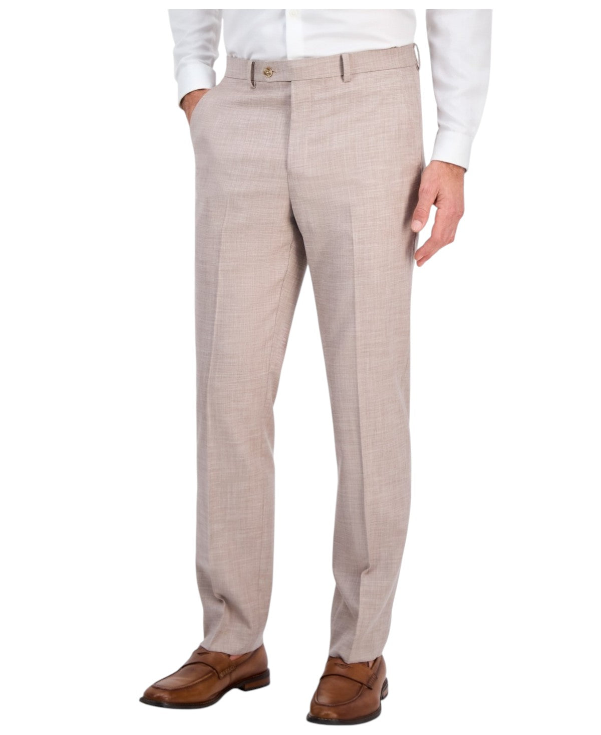 Tallia Mens Classic fit Dress Pants 42 / 30 Beige Solid