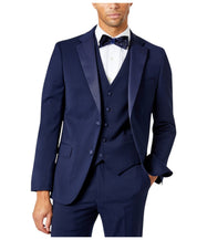 Tommy Hilfiger Mens Slim fit Tuxedo Jacket Blazer 52 L Navy Blue Solid Stretch