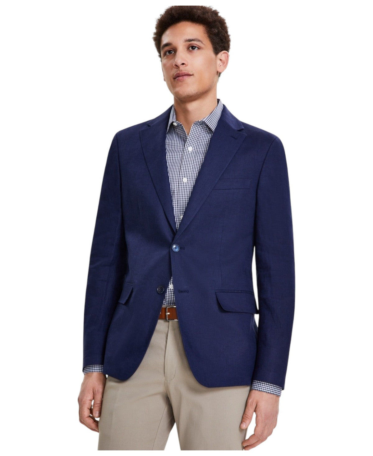 Tommy Hilfiger Mens Modern fit Linen Suit Jacket Blazer 38 R Navy Blue Solid