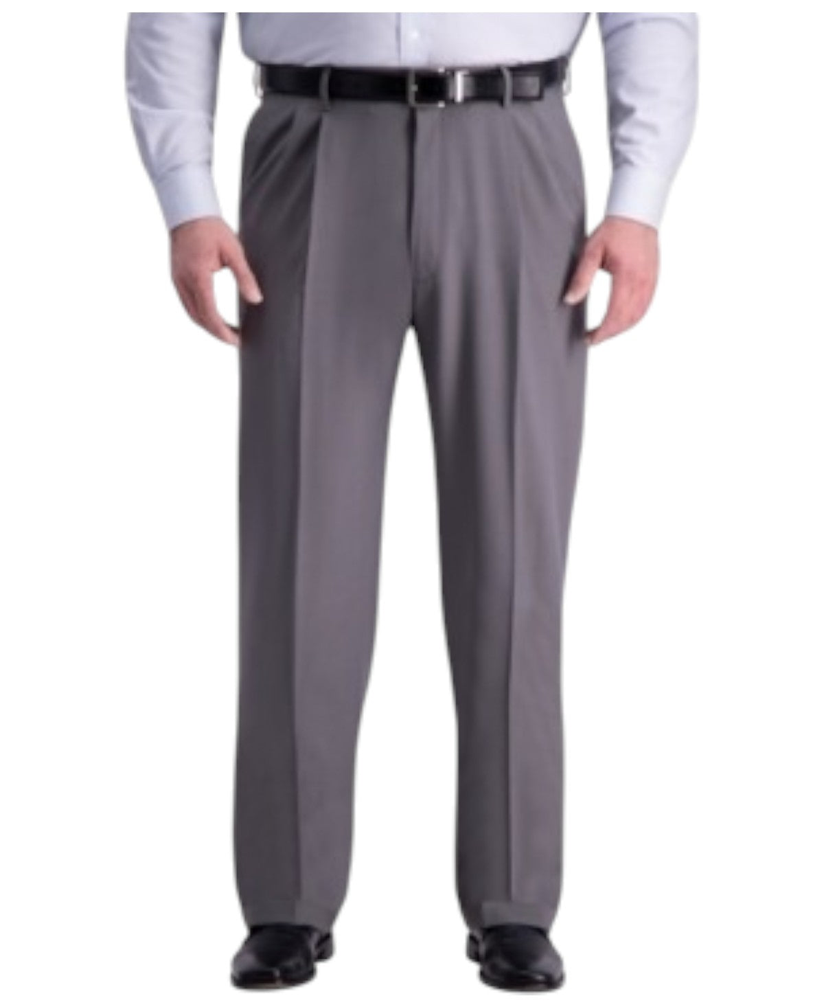 Haggar Mens Classic fit Dress Pants 44 / 32 Grey Solid Stretch