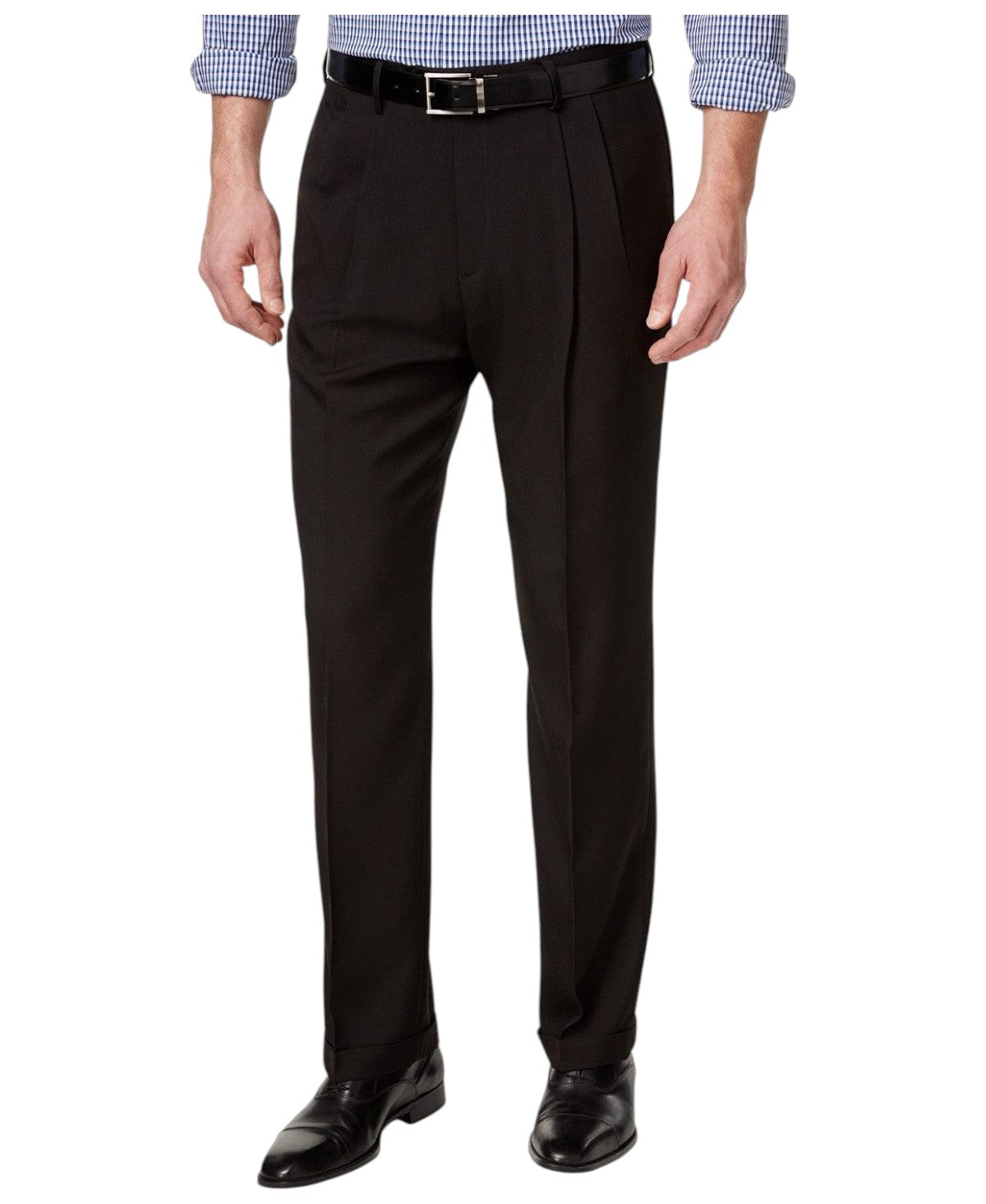 Haggar Mens Classic fit Dress Pants 42 / 30 Black Solid