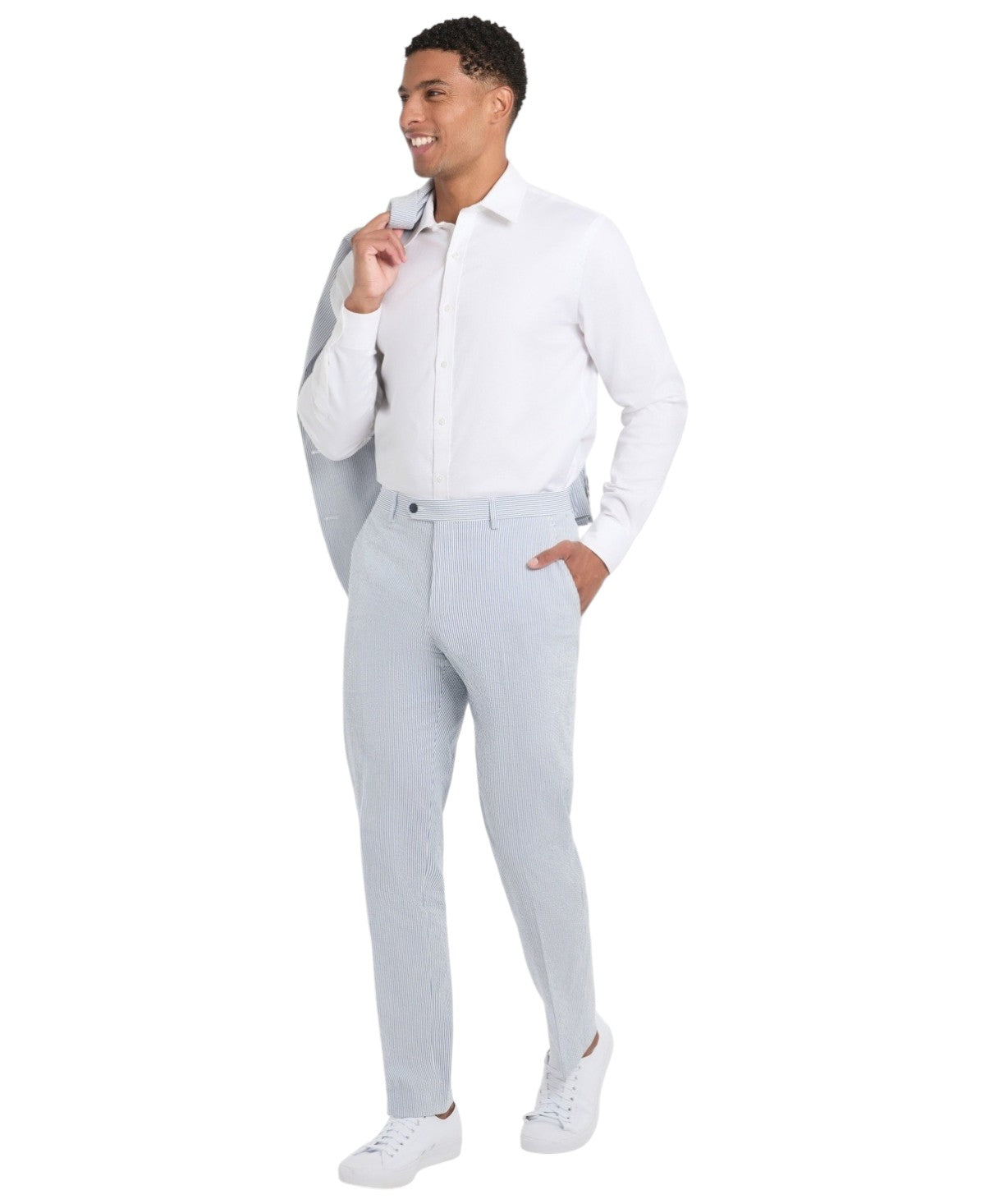 Tommy Hilfiger Mens Modern fit Dress Pants 54 / 32 Light Blue White Striped
