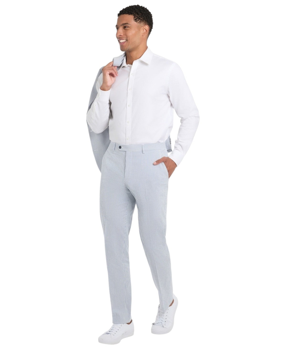 Tommy Hilfiger Mens Modern fit Dress Pants 31 / 30 Light Blue Striped