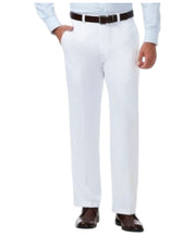 Haggar Mens Classic fit Dress Pants 38 / 34 White Solid Stretch