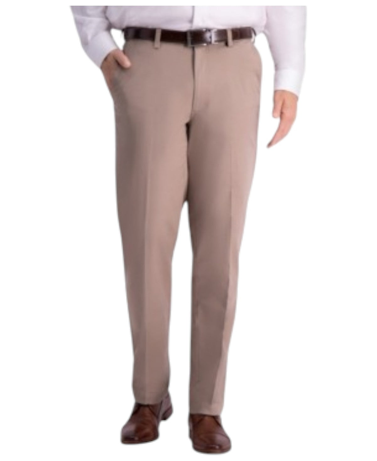 Haggar Mens Classic fit Chinos Pants 32 / 30 Beige Solid Stretch